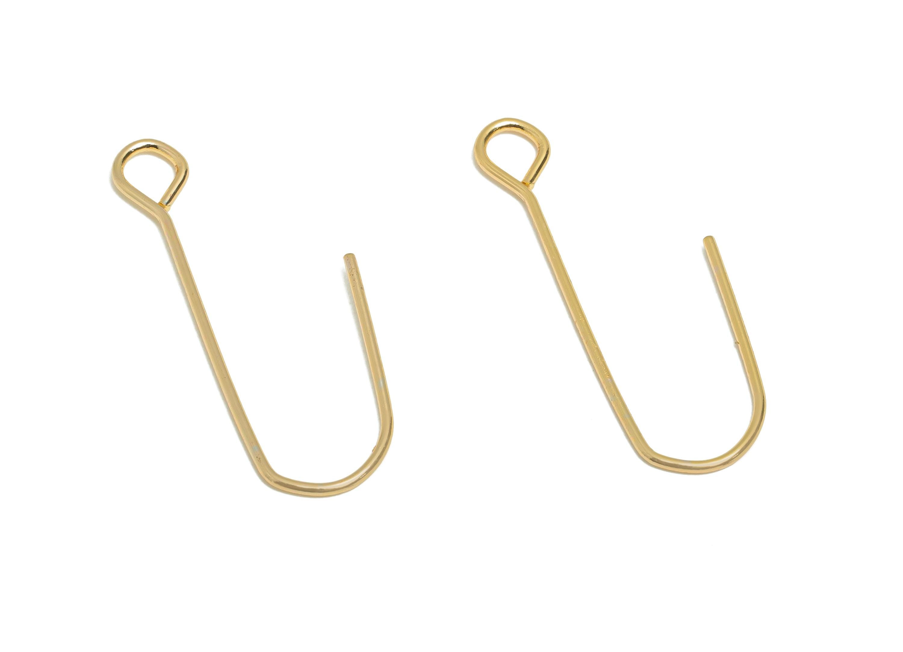 Brass Wire Hook - Metal Ear Wire Hook for Jewelry Making - Gold Hook Ear Wire for Earring - 18K Real Gold Plated - 26x7.87x0.65mm - RGP11065