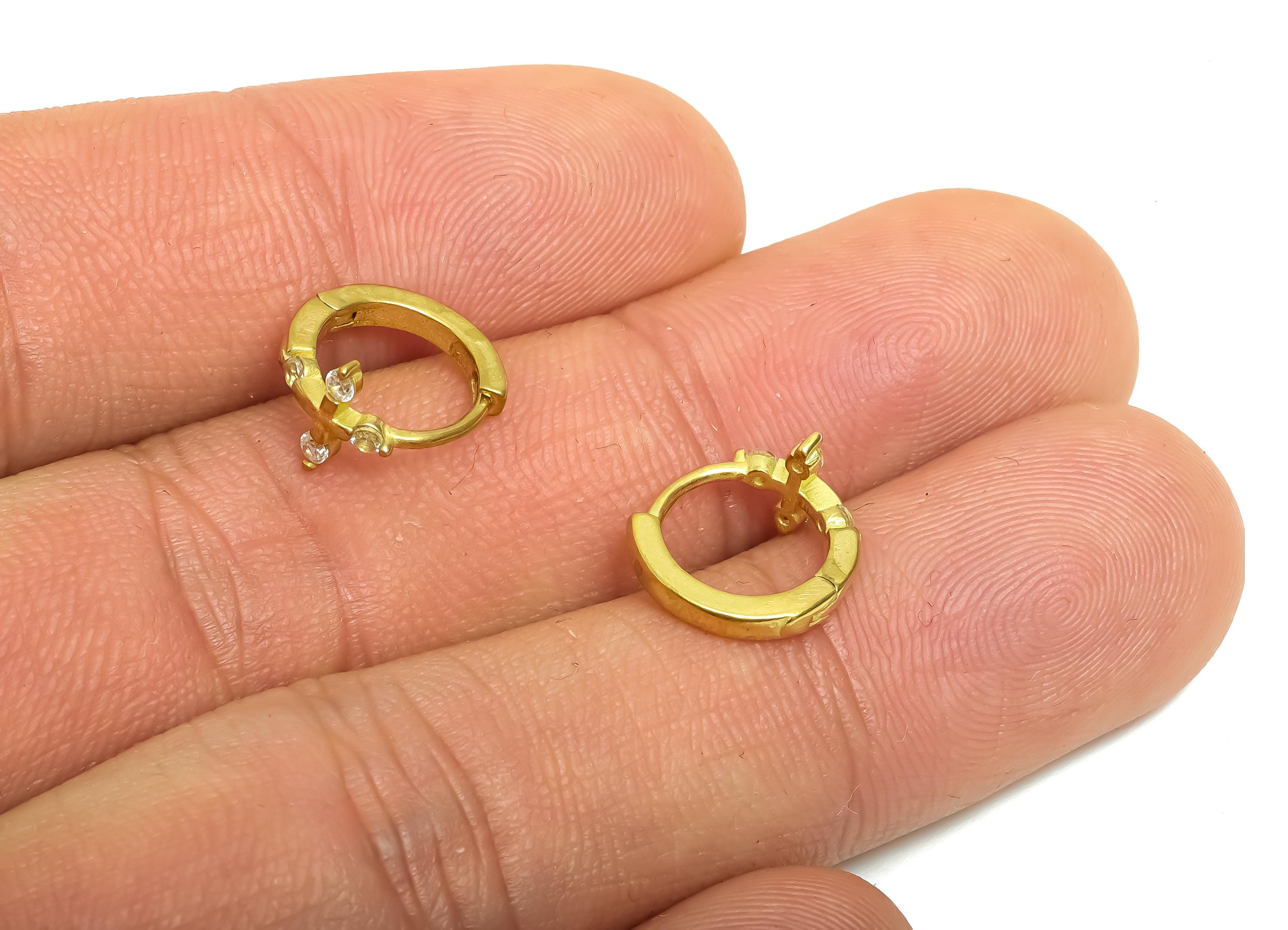 Brass CZ Cross Huggie Hoop Earring - Raw Brass Zircon Earrings - Statement Huggie Hoop Clasp - Jewelry Findings - 11.7x10.75x7.2mm - PP11324 - DOMEDBAZAAR