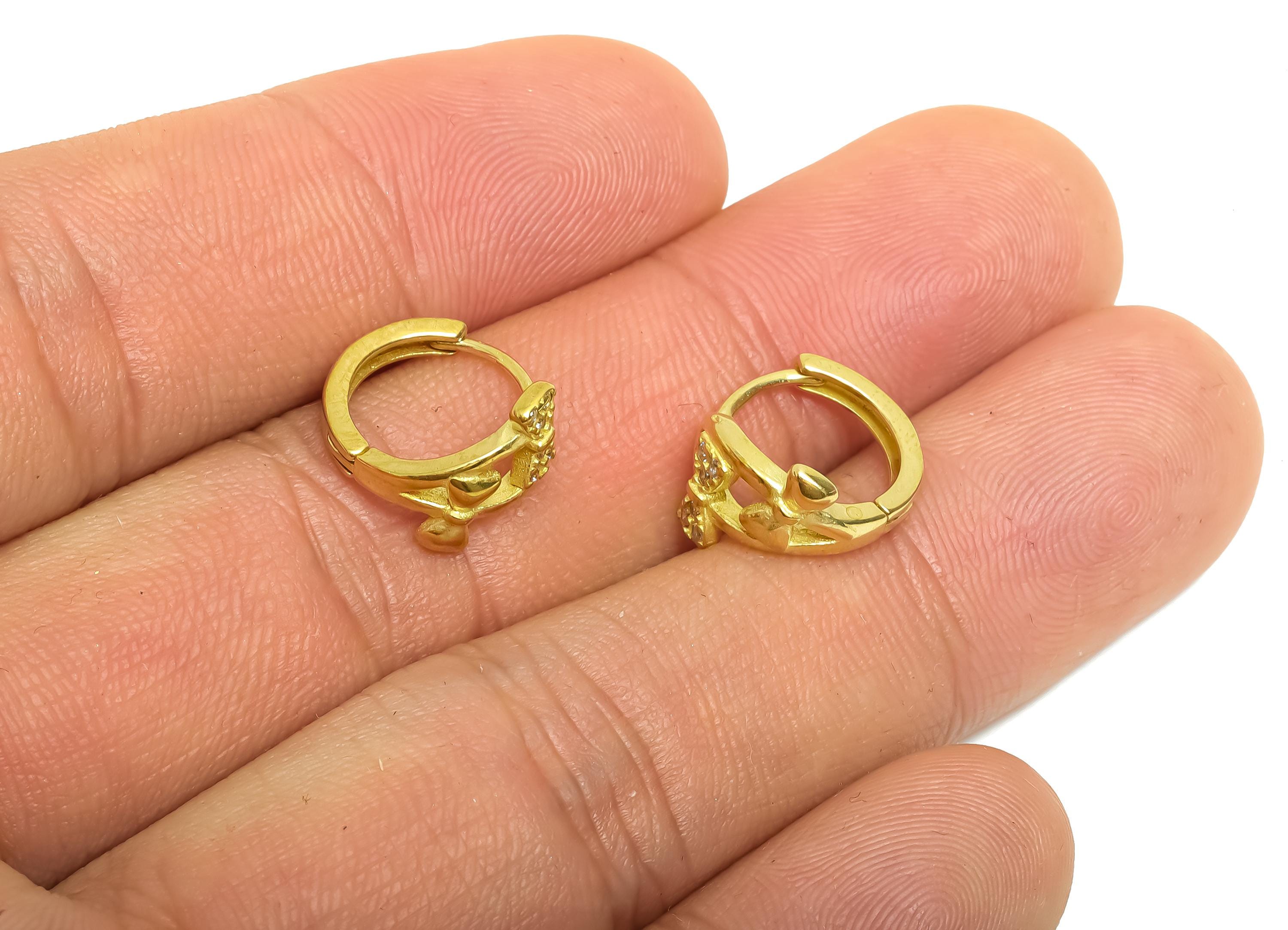Brass CZ Bow Huggie Hoop Earring - Cute Raw Brass Bow Zircon Earring - Dainty Huggie Hoop Clasp - Jewelry Finding - 13.5x11.86x7mm - PP11300 - DOMEDBAZAAR