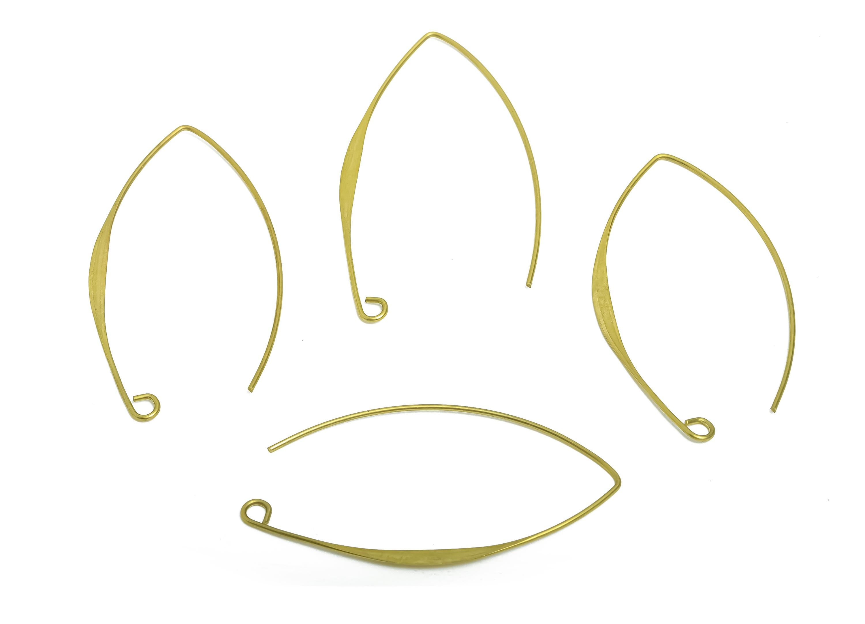 Brass Hammered Earring Wire - Raw Brass Marquise Hoop Earring Base - Lightweight Earring Connector - Hoop Earring Hook - 42x22x1mm -PP11390 - DOMEDBAZAAR