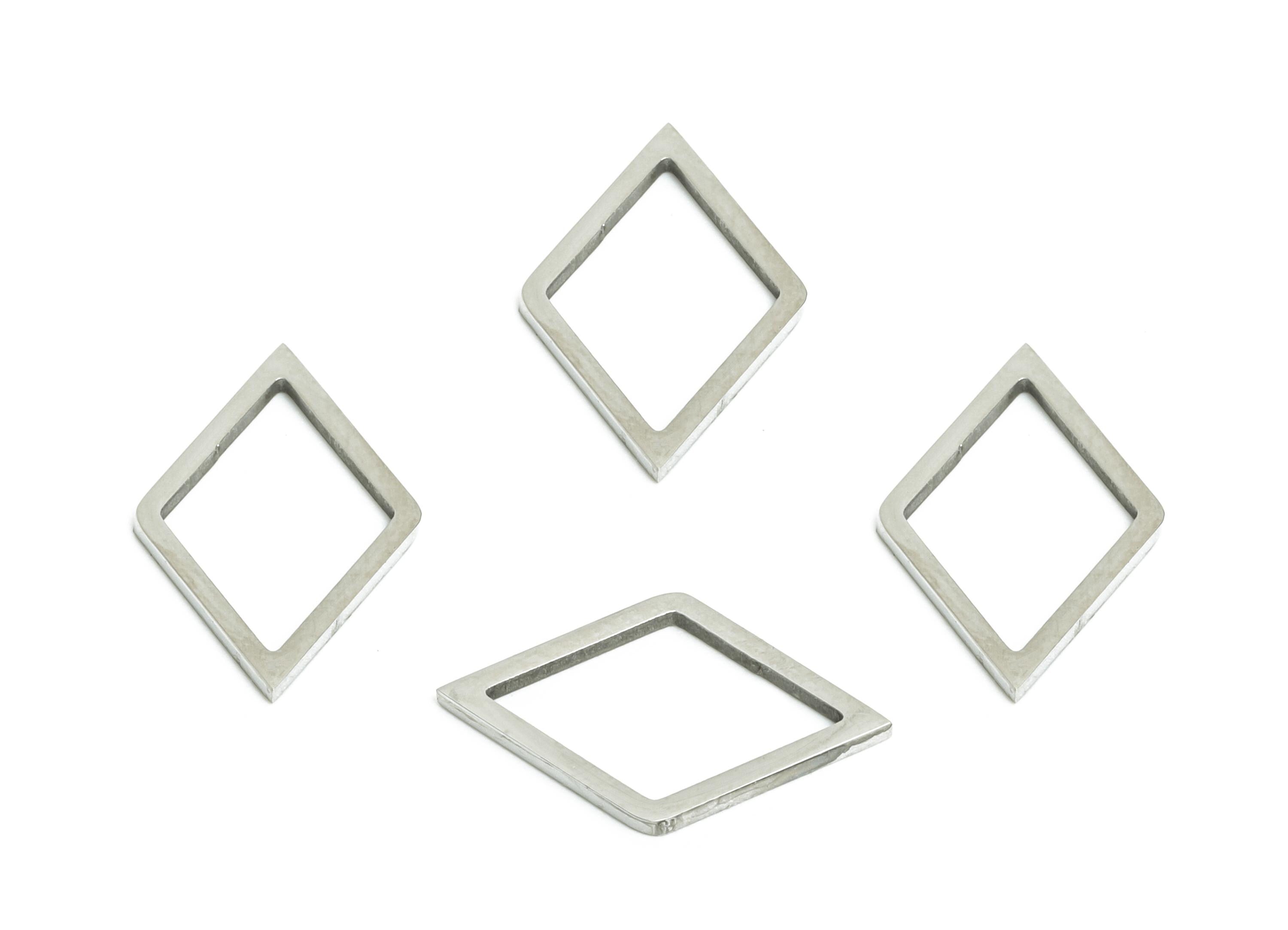 Stainless Steel Diamond Ring Earring Charm - Geometric Jewelry Connector for DIY Making - Hollow Metal DIY Jewelry - 15.73x10x0.8mm - SS2706 - DOMEDBAZAAR