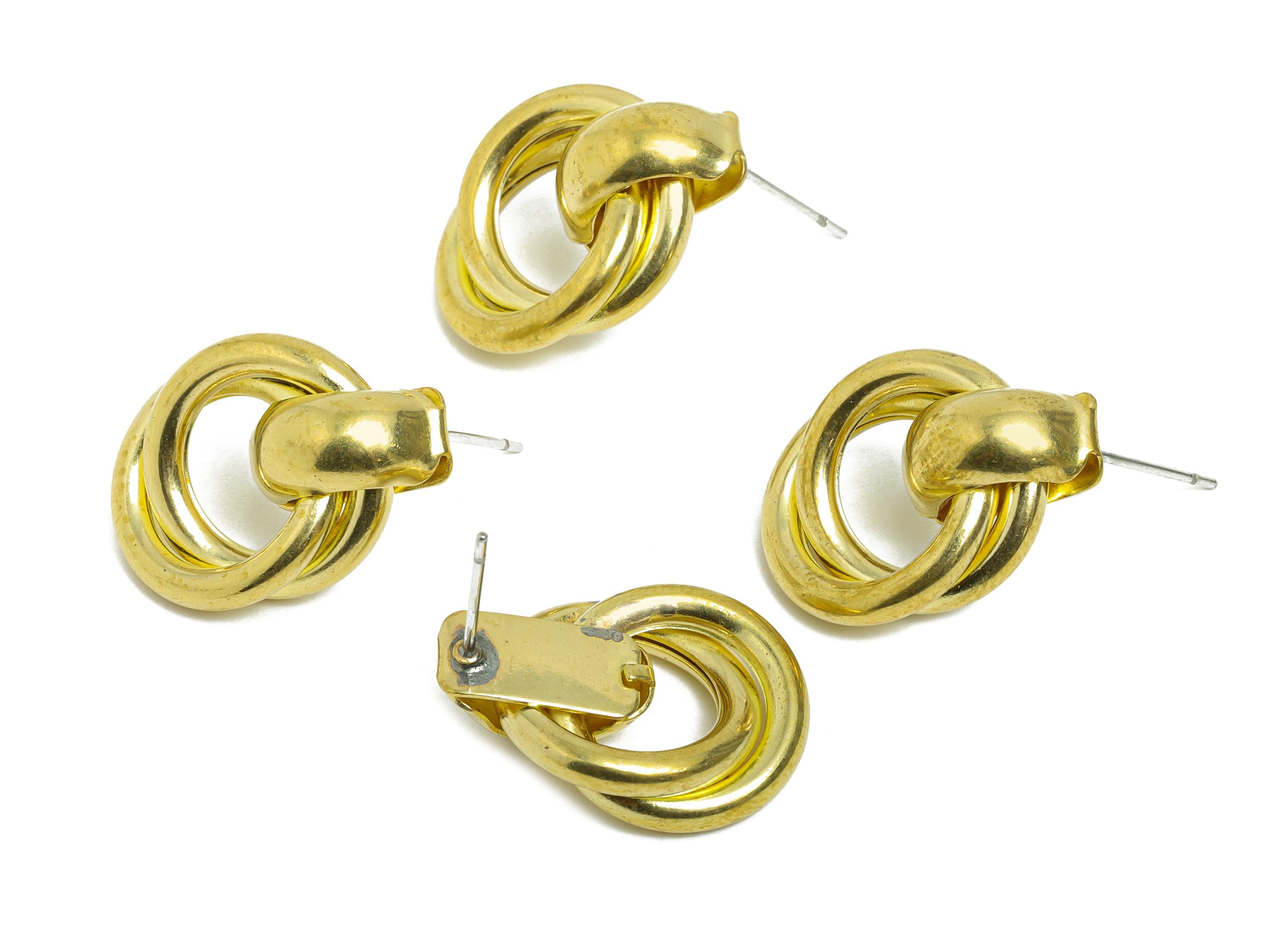 Brass Chunky Knot Earring Stud - Raw Brass Geometric Interlocking Earring Post - Brass Glossy Rectangle Hoop Earring Stud - 7x5x1mm -PP11393 - DOMEDBAZAAR
