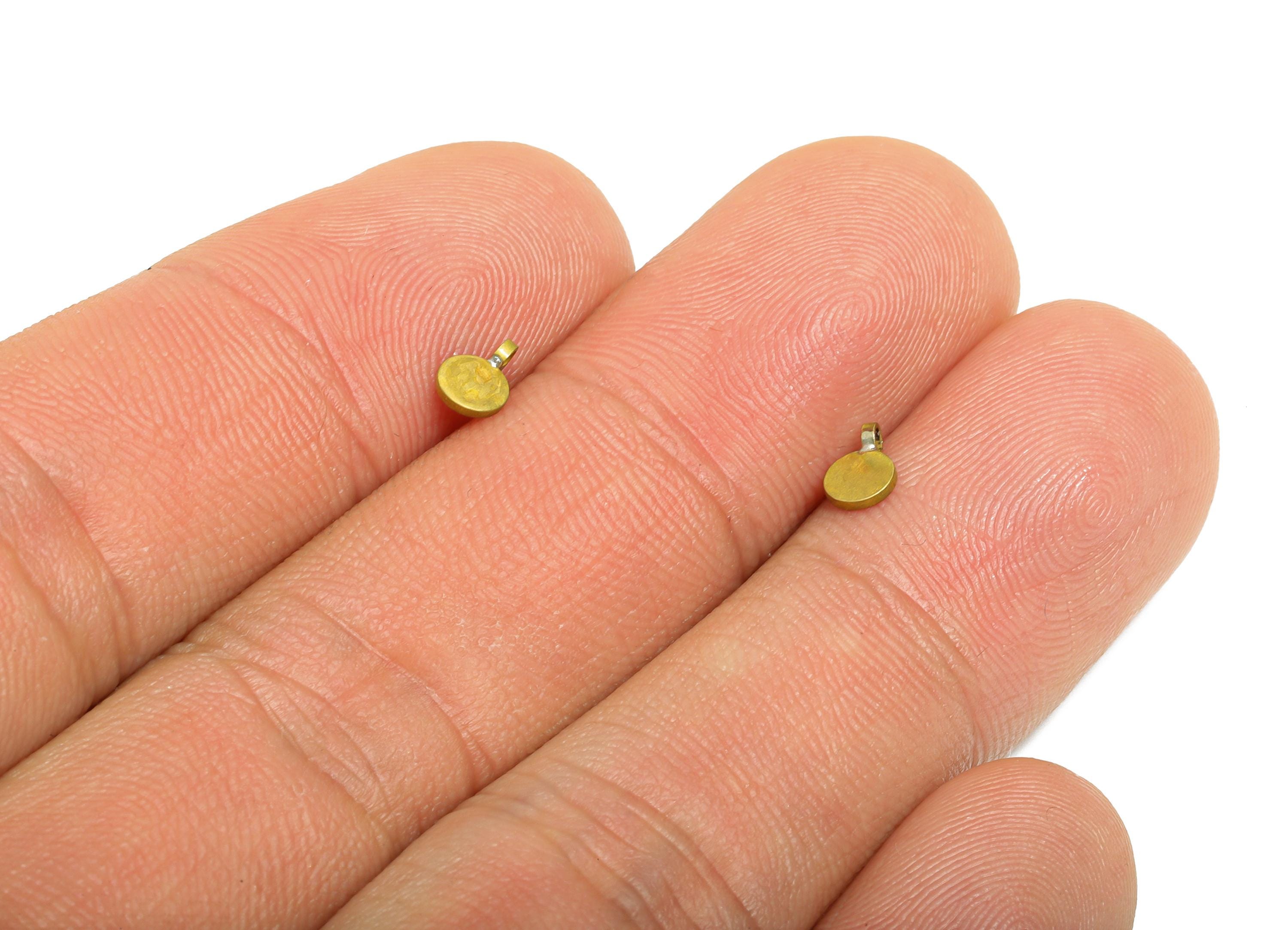 Brass Tiny Round Earring Charms -Raw Brass Circle Tag Charm - Mini Coin Charms for Jewelry - Flat Disc Charms for Bracelets - PP11375 - DOMEDBAZAAR