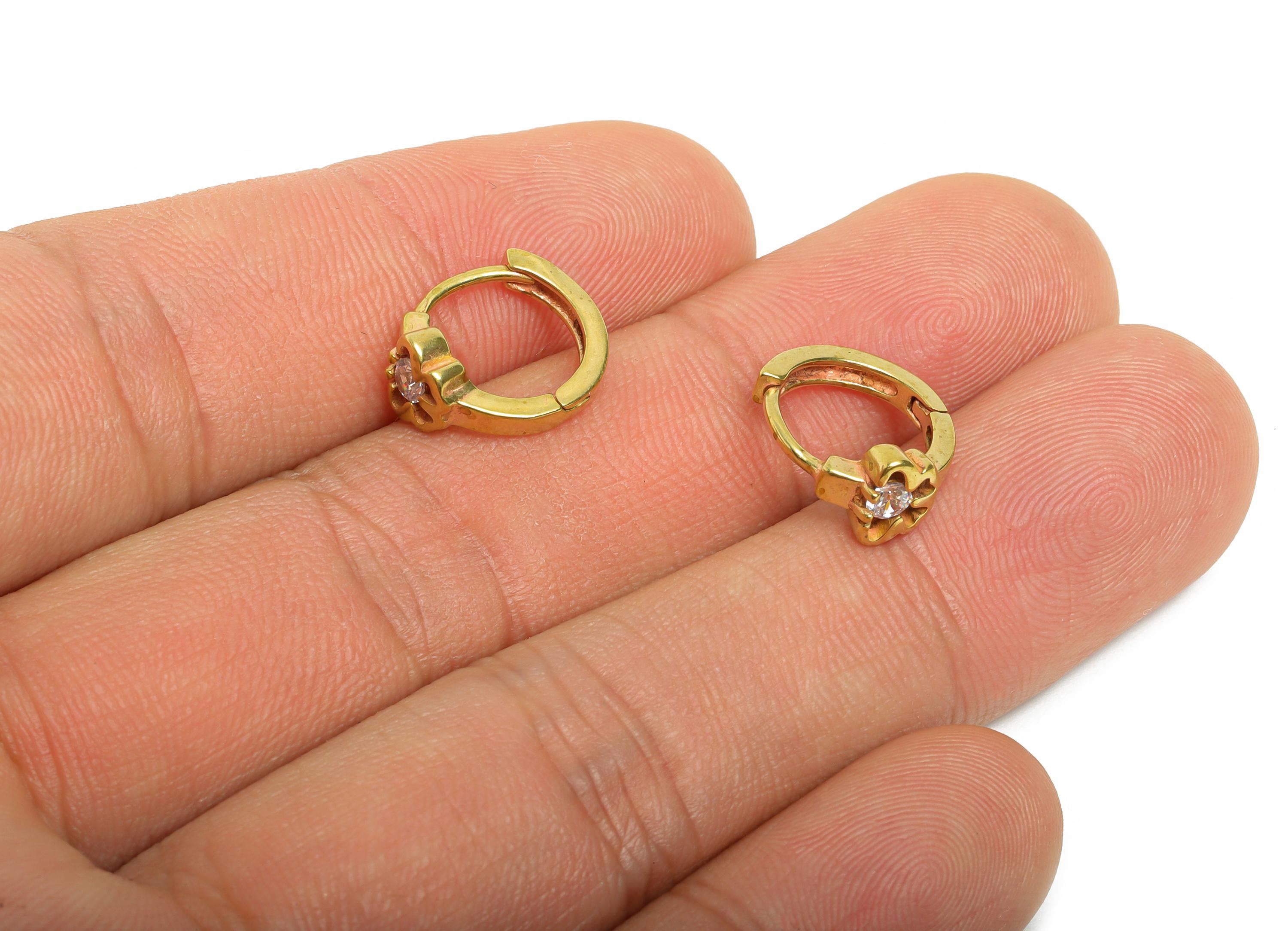 Brass CZ Huggie Hoop Earring - Raw Brass Butterfly Zircon Earring - Refined Huggie Hoop Clasp - Earring Finding - 13.4x11.9x6.77mm - PP11273 - DOMEDBAZAAR