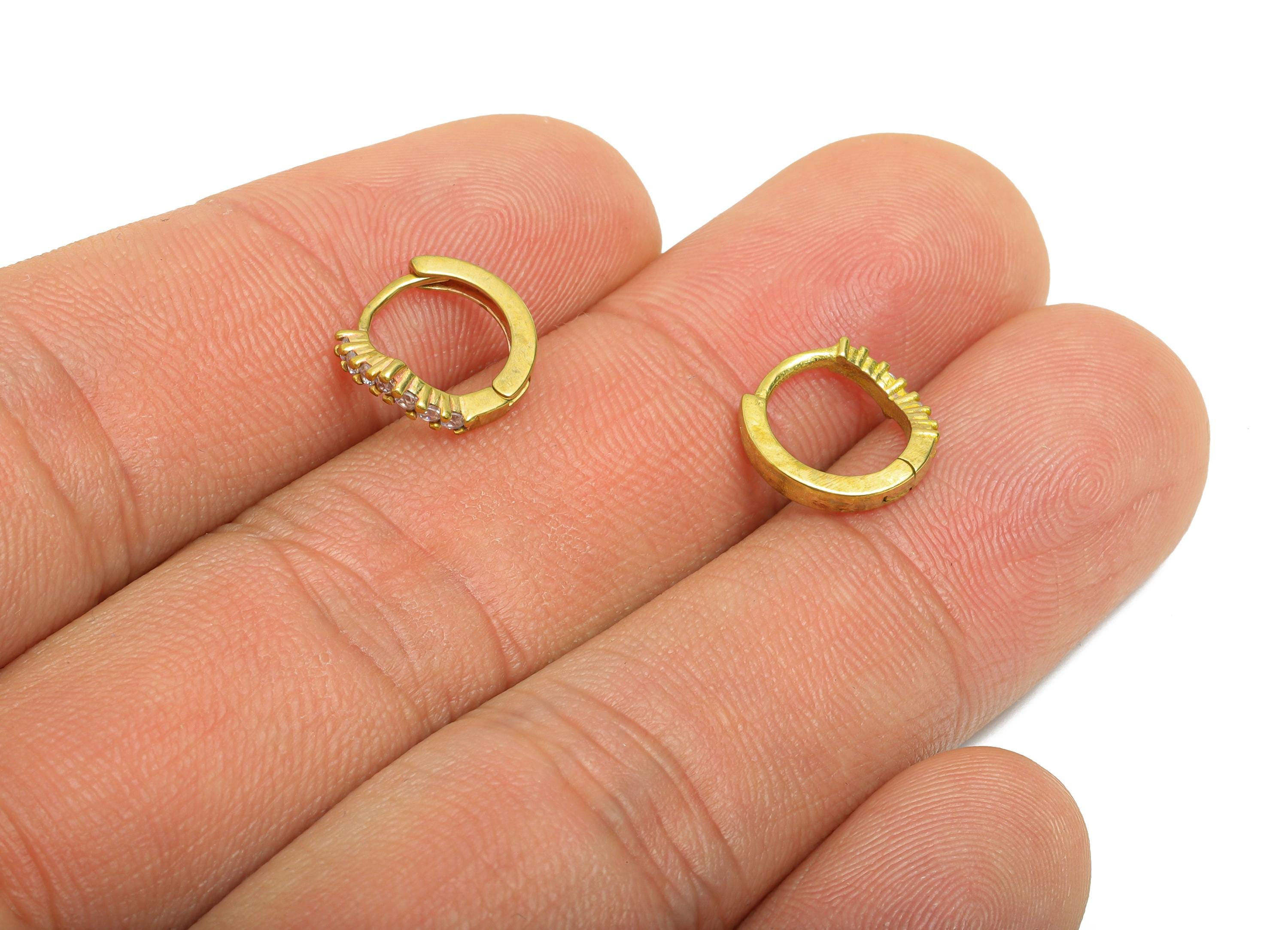 Brass CZ Circle Huggie Hoop Earring - Raw Brass Zircon Earring - Sparkling Huggie Hoop Clasp - Jewelry Finding - 11.67x11.03x2mm - PP11306 - DOMEDBAZAAR