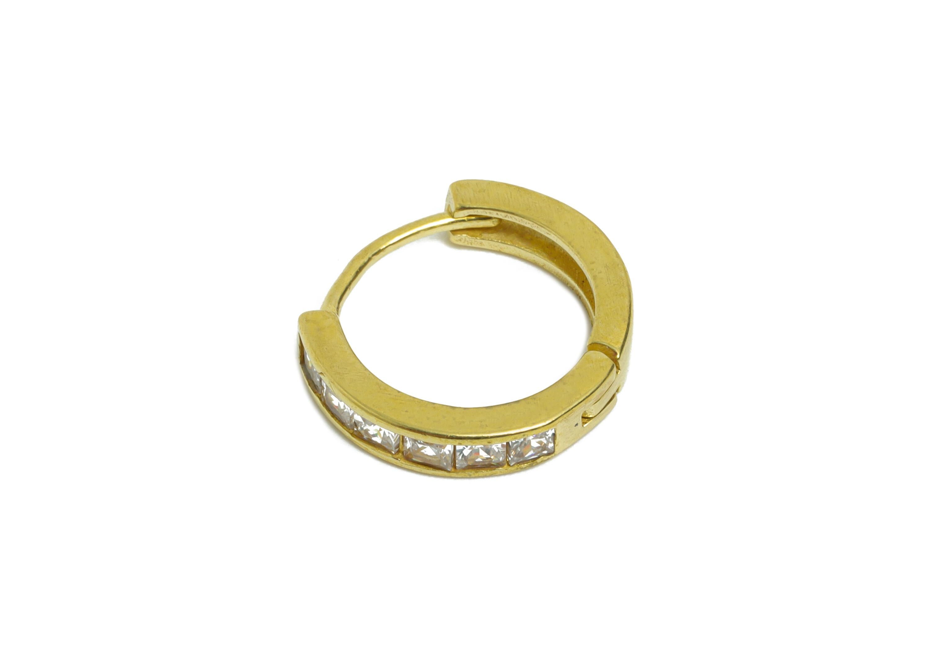 Brass CZ Huggie Hoop Earring - Raw Brass Modern Zircon Hoop Earring - Dainty Huggie Hoop Clasp - Jewelry Finding - 13.6x12x2.93mm- PP11291 - DOMEDBAZAAR