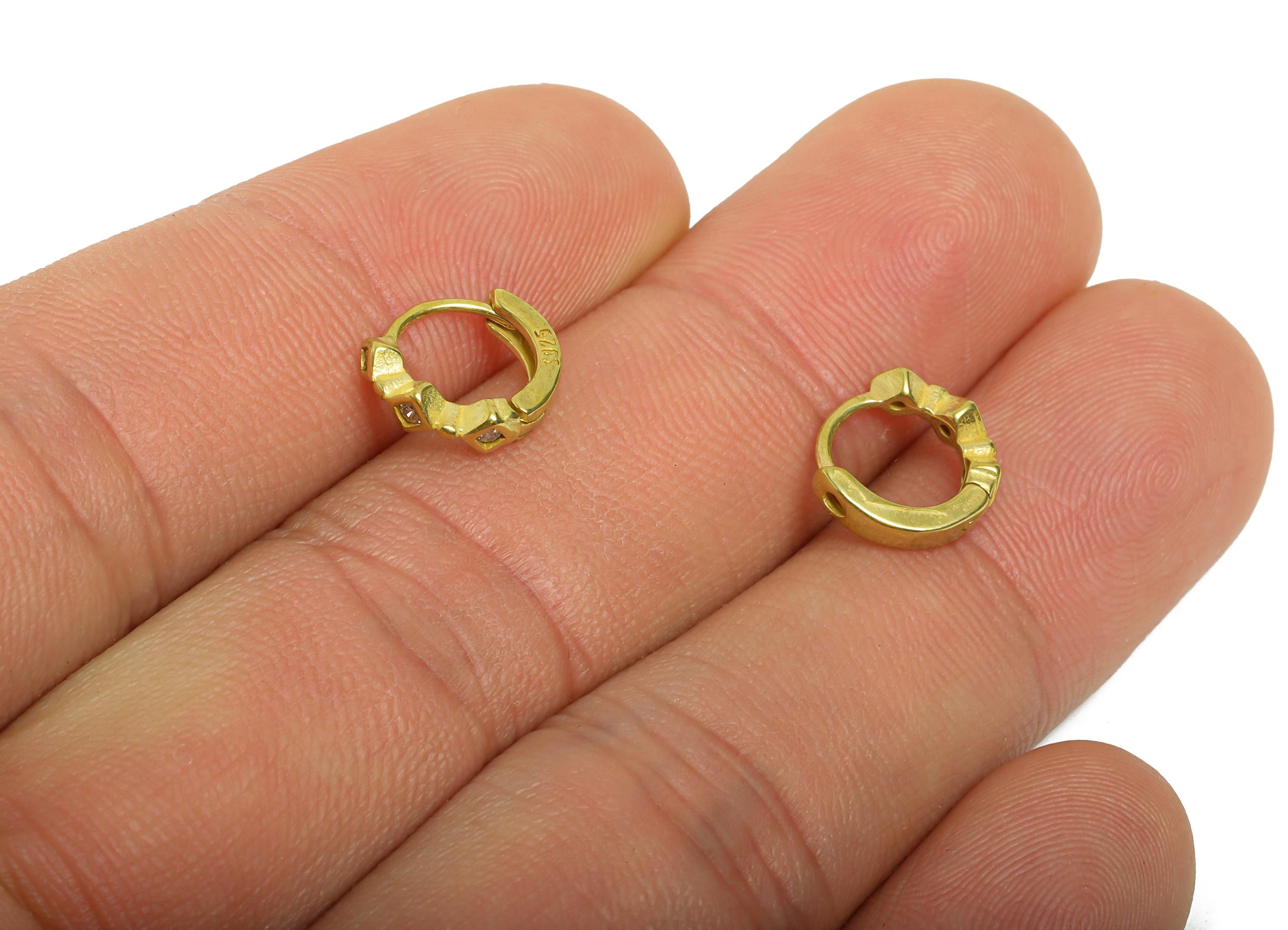 Brass CZ Square Huggie Hoop Earring - Mini Raw Brass Geometry Zircon Earring - Simple Hoop Clasp - Earring Finding - 10x9.75x2mm - PP11279 - DOMEDBAZAAR