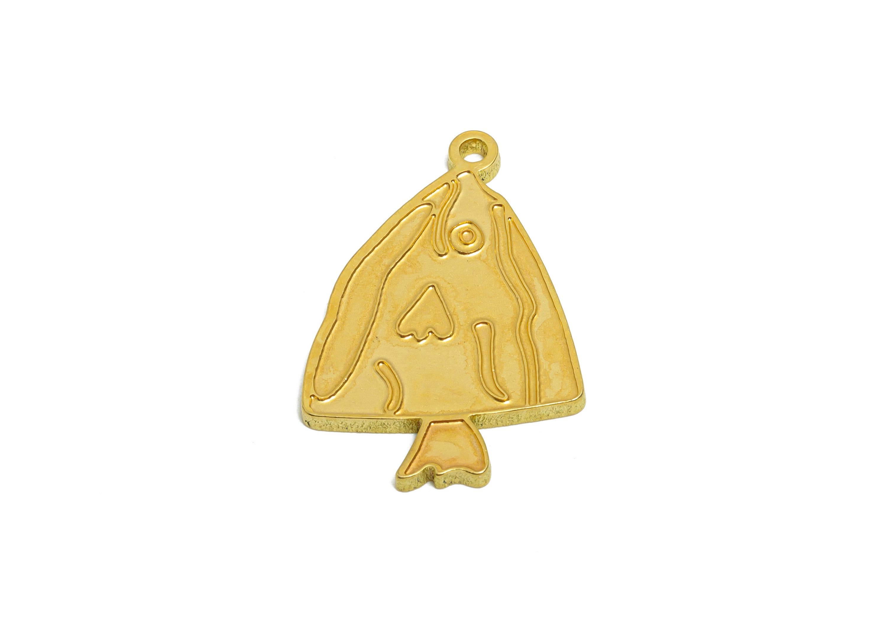 Brass Fish Charm - Textured Marine Life Pendant - Customizable Abstract Patterned Charm - DIY Jewelry Ocean Theme - 27x12x1.5mm - PP11448 - DOMEDBAZAAR