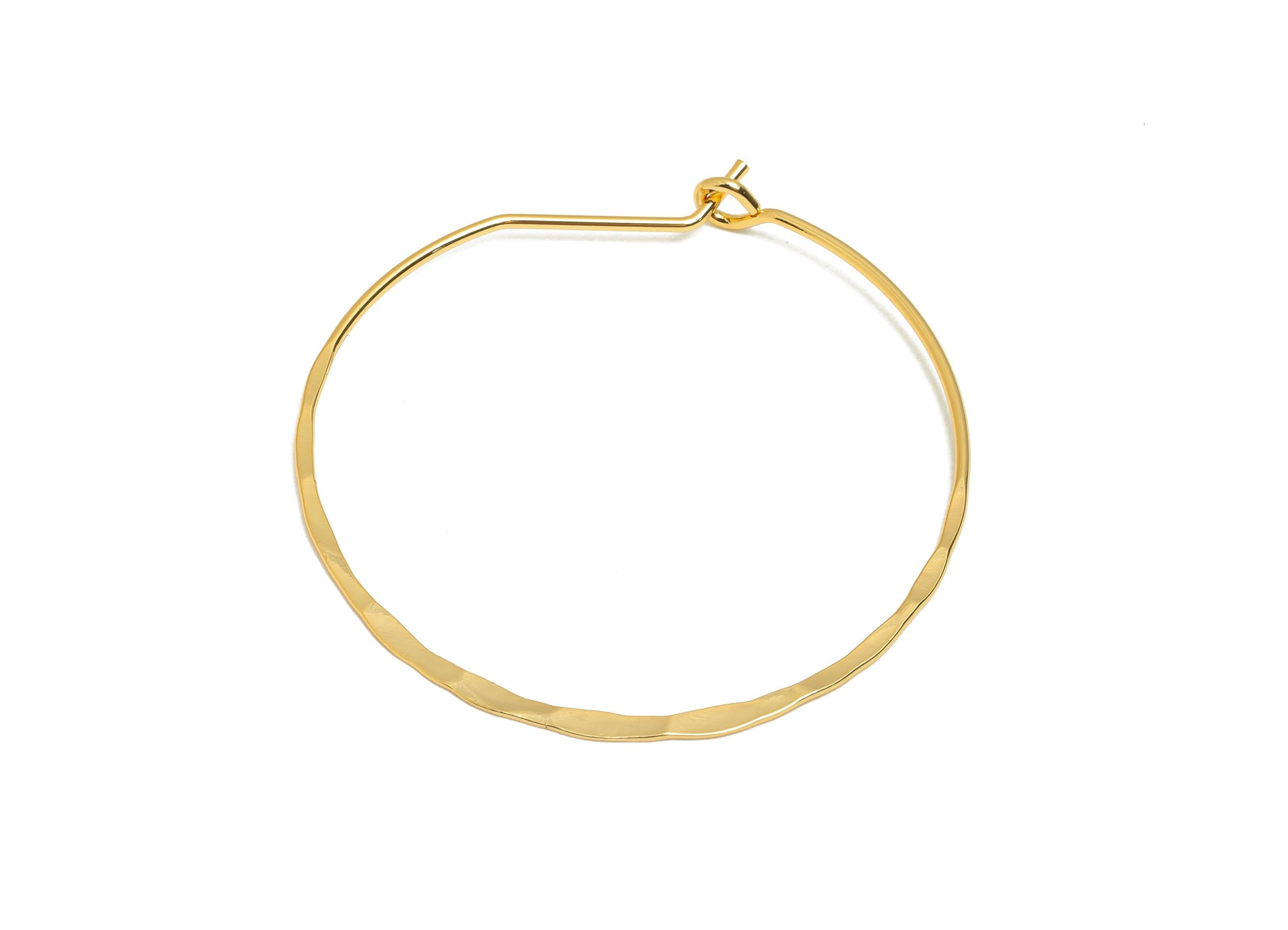 Brass Hammered Hoop Earring - Brass Round Earring Base - Gold Modern Handcrafted Style Earring - 18K Real Gold Plating - 41x39x1mm-RGP11069 - DOMEDBAZAAR