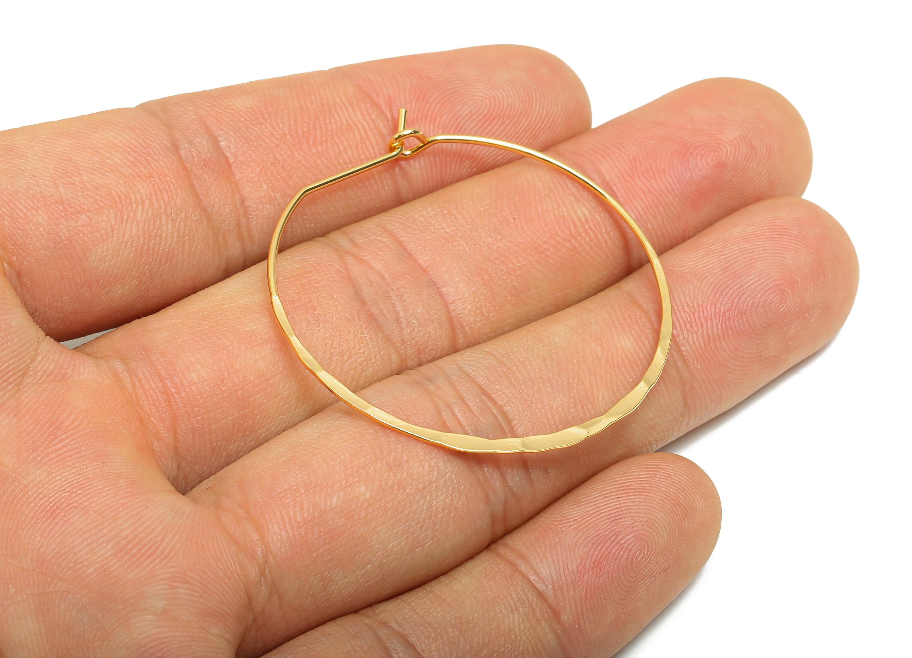 Brass Hammered Hoop Earring - Brass Round Earring Base - Gold Modern Handcrafted Style Earring - 18K Real Gold Plating - 41x39x1mm-RGP11069 - DOMEDBAZAAR