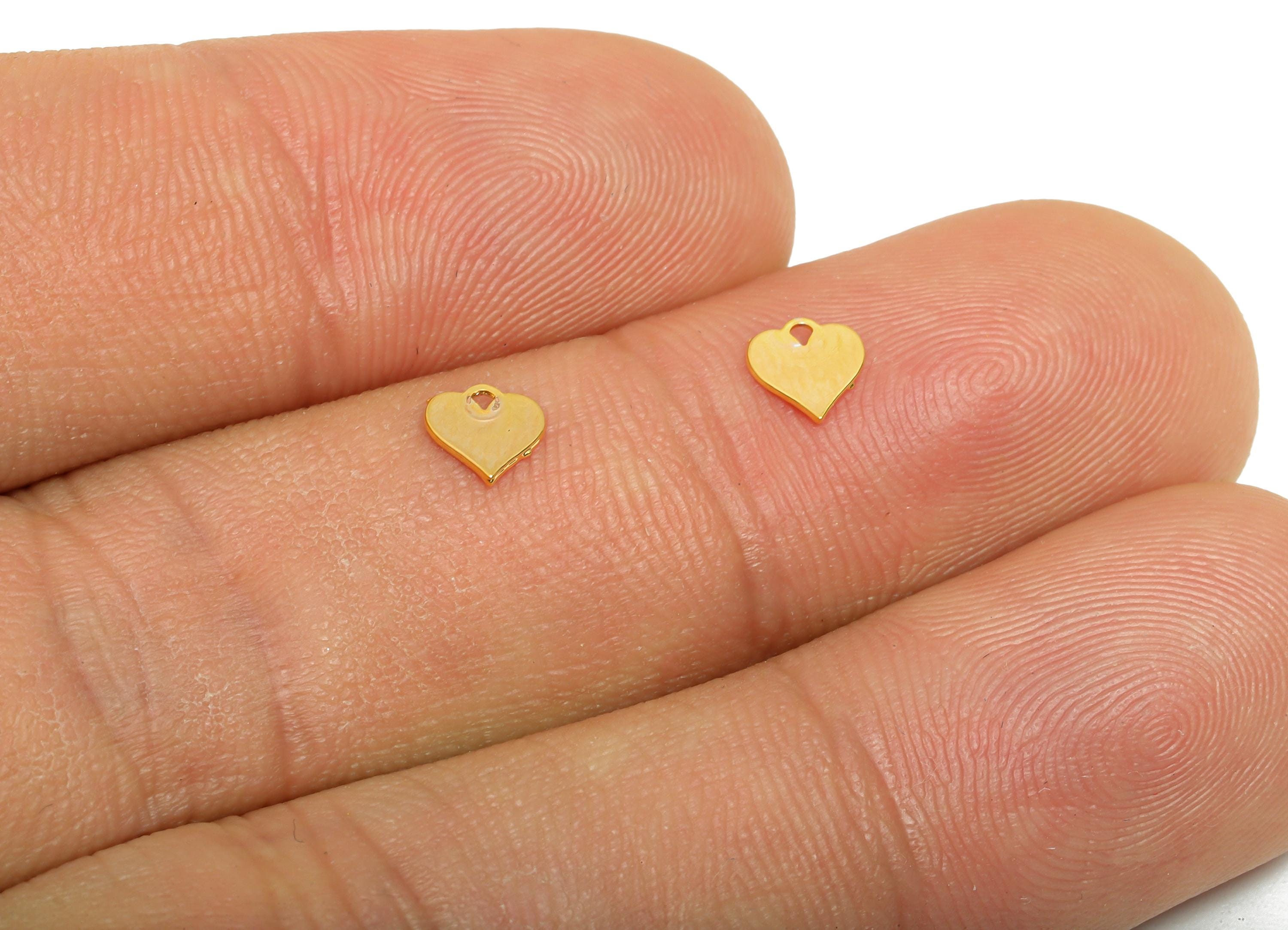 Gold Brass Heart Tag - Extender Chain Ends - Bracelet Chain Ends Tags - Necklace End Tags - 18K Real Gold Plated - 5.2x4.9x0.3mm - RGP10820 - DOMEDBAZAAR