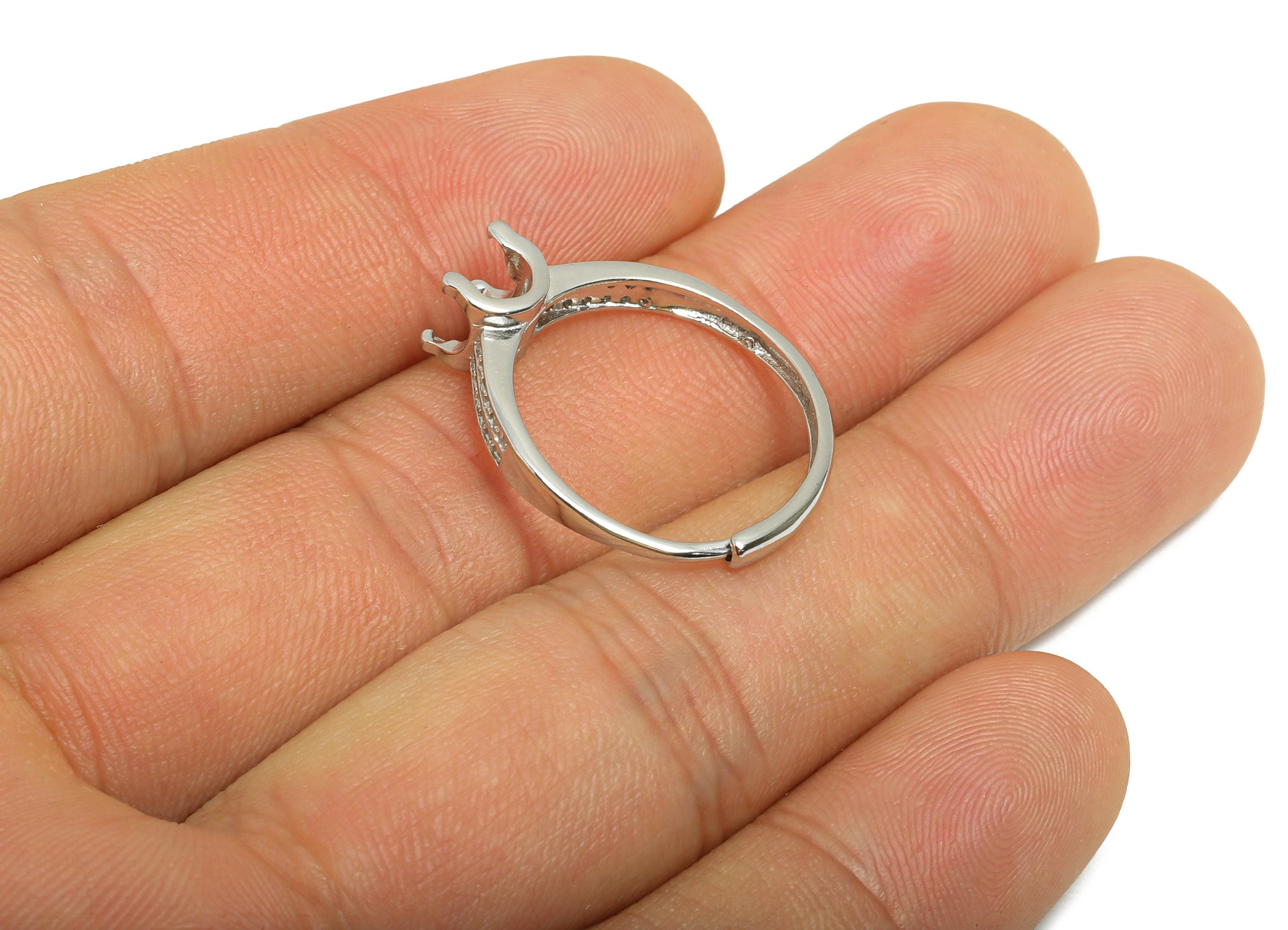 4mm Prong Setting Ring Base - Zircon 925 Sterling Silver Ring - Adjustable Ring For Bead - Customizable Ring Base - Bead Setting Ring-SI1082 - DOMEDBAZAAR