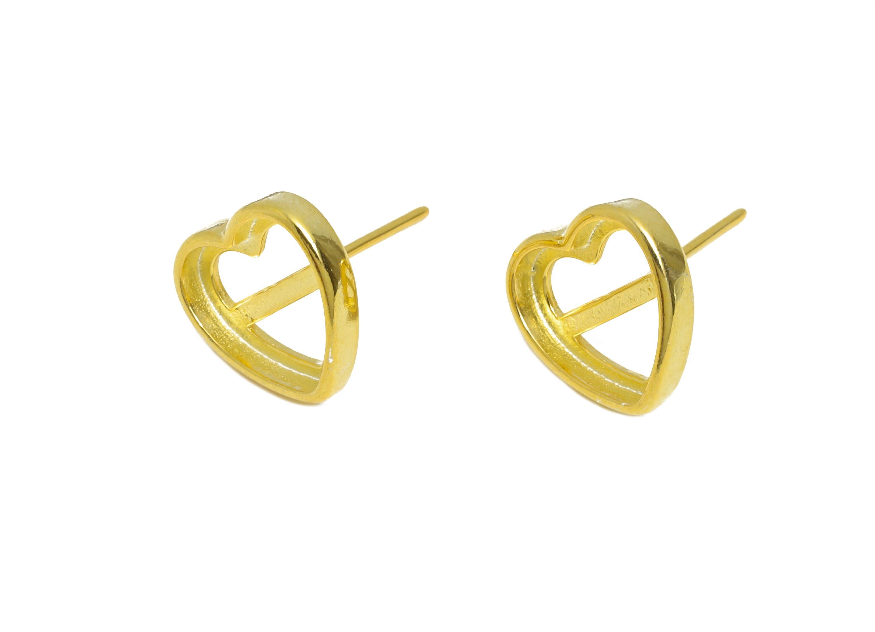 8mm Heart Earring Setting Post - Dainty 925 Sterling Silver Earring Stud Base - Cabochon Earring Setting - 18K Real Gold Plated - SI1088 - DOMEDBAZAAR
