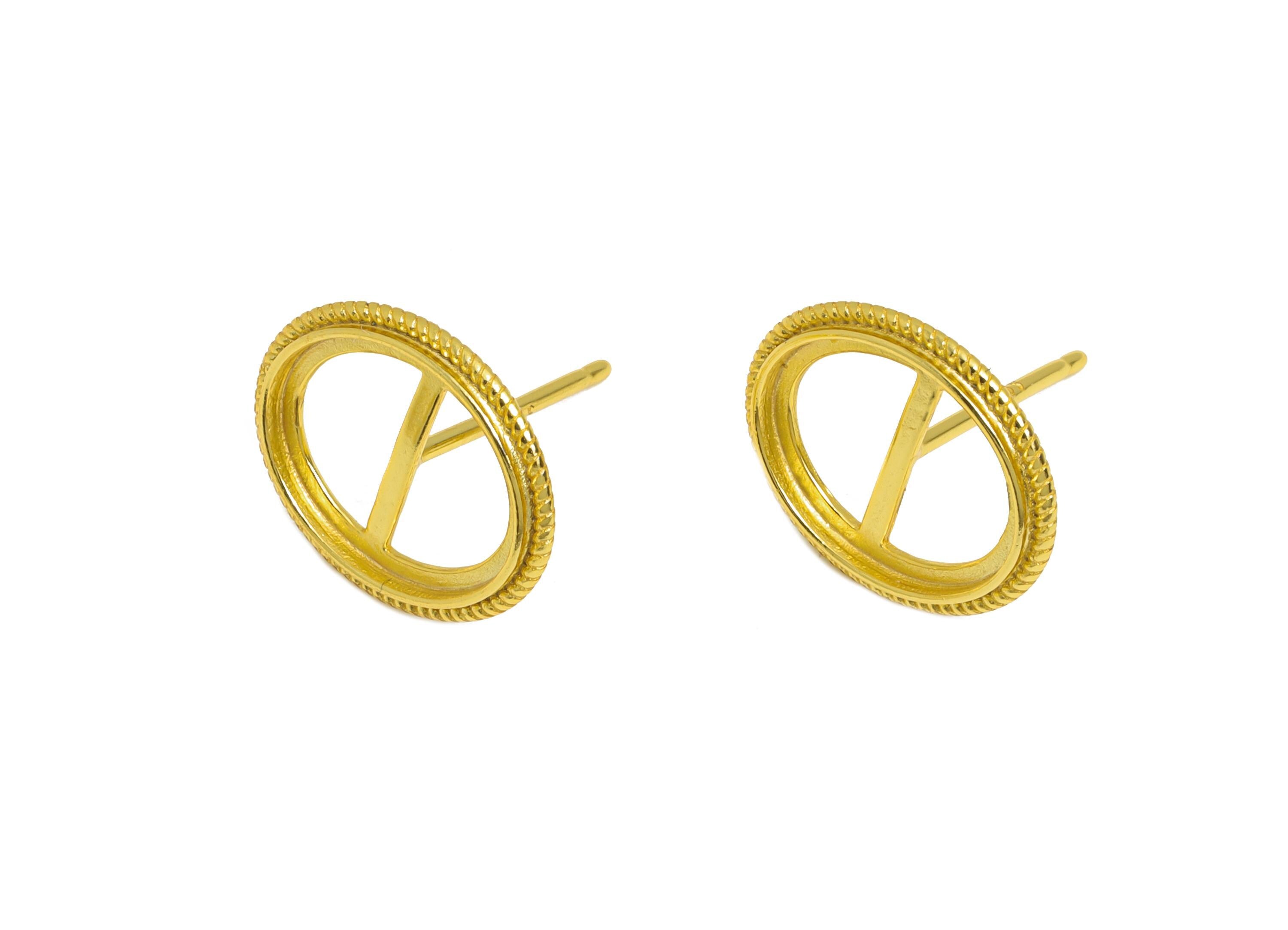 8*10mm Oval Earring Setting Post - Vintage 925 Sterling Silver Earring Stud Base - Cabochon Earring Setting - 18K Real Gold Plated - SI1084 - DOMEDBAZAAR