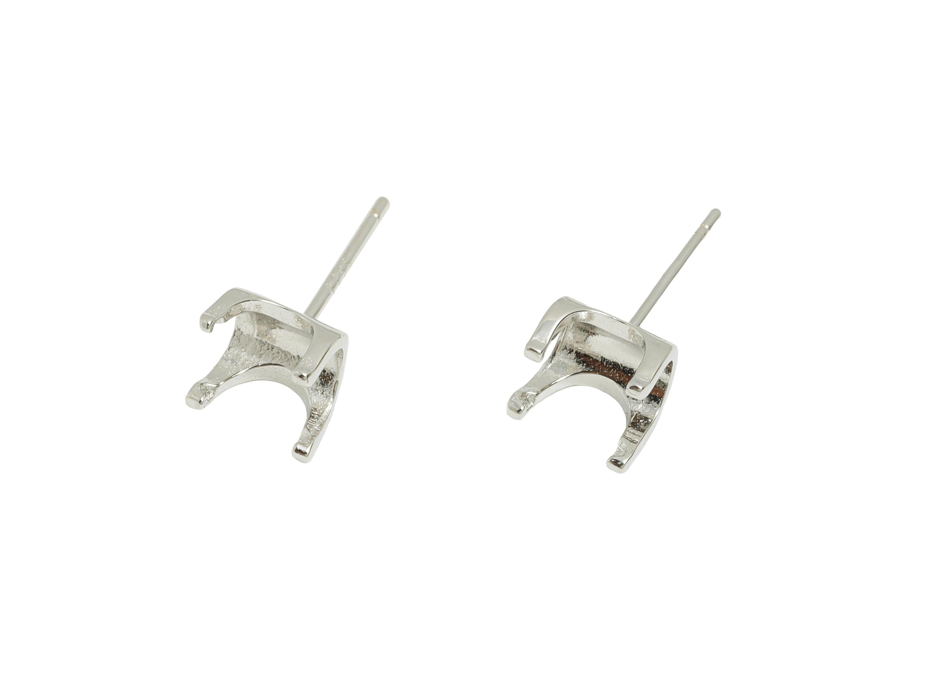 4mm Cabochon Earring Setting - 925 Sterling Silver Earring Stud Base - Earring Base Mount - Bezel Cup Setting - Gemstone Stud Mount - SI1083 - DOMEDBAZAAR