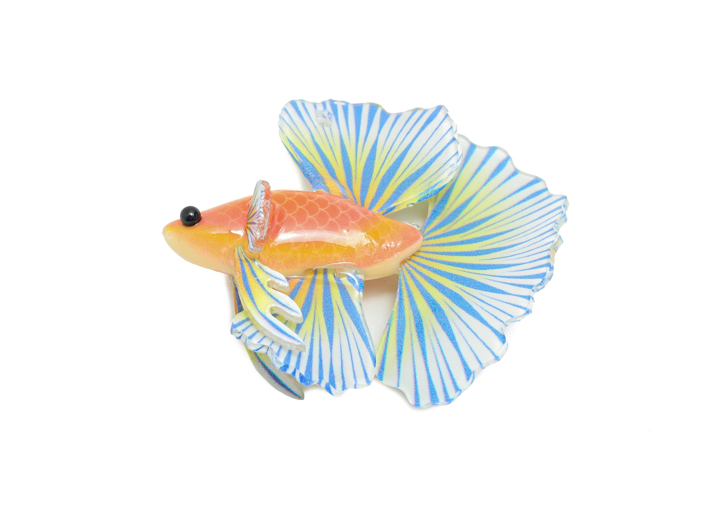 Heat Shrink Resin Tropical Fish - Shrinkable Resin Fish Figurine - Resin Fish Earring Charm - Dainty Fish Charm - 36.9x35x12.7mm - AC2678 - DOMEDBAZAAR