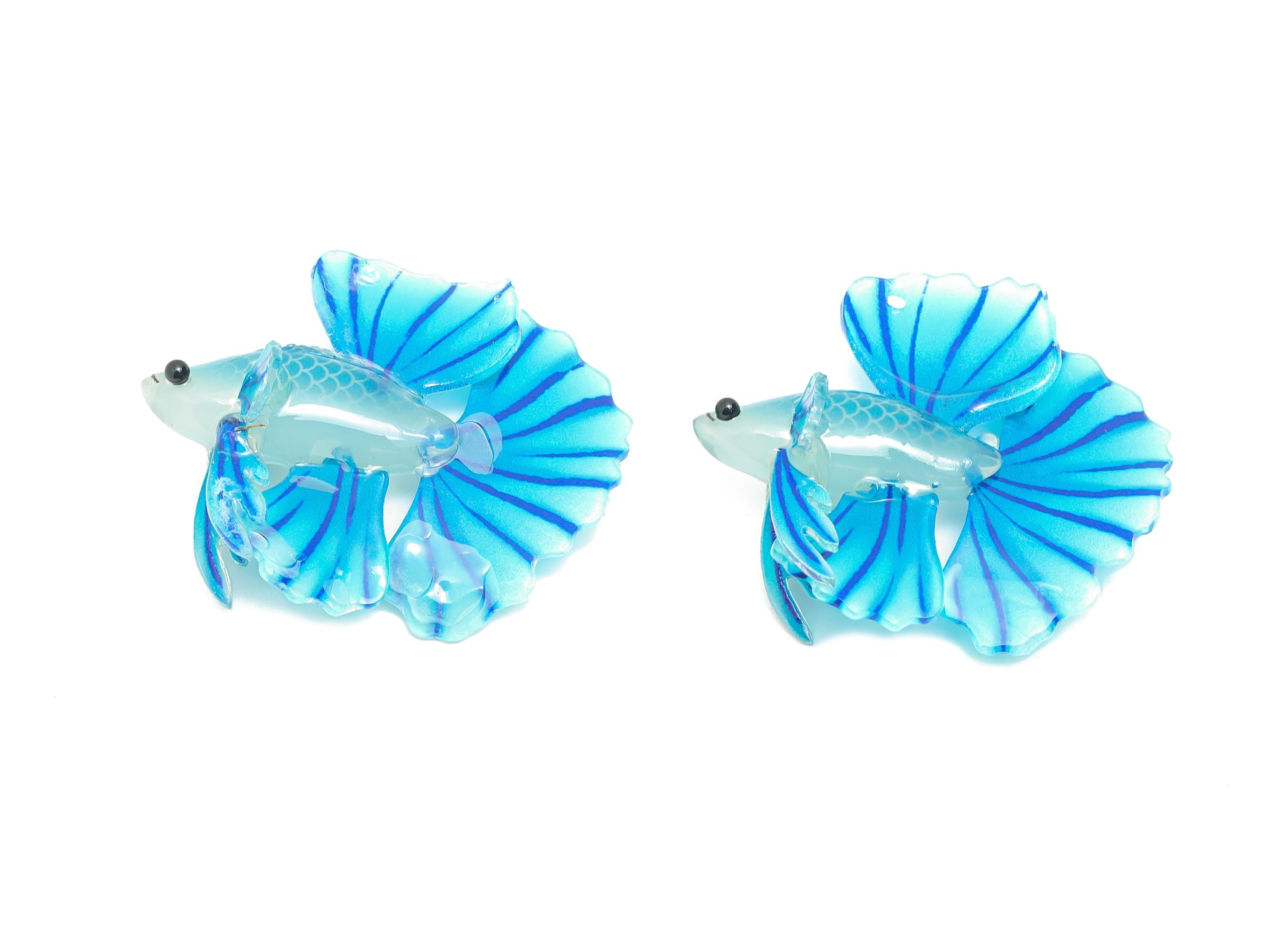 Heat Shrink Resin Tropical Fish - Shrinkable Resin Fish Figurine - Resin Fish Earring Charm - Dainty Fish Charm - 37.3x34.6x13.05mm - AC2682 - DOMEDBAZAAR