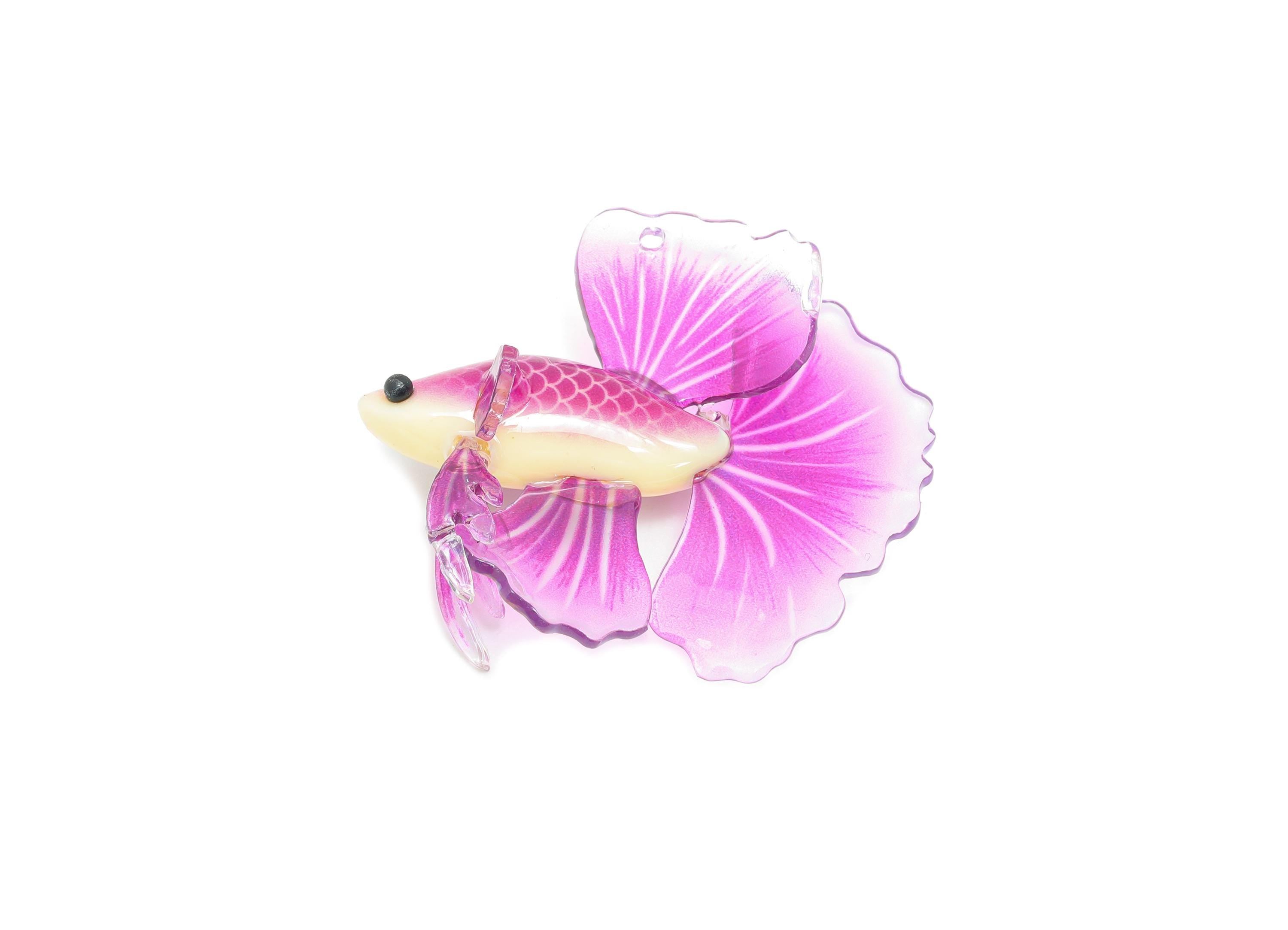 Heat Shrink Resin Tropical Fish - Shrinkable Resin Fish Figurine - Resin Fish Earring Charm - Dainty Fish Charm - 36.6x34.6x12.8mm - AC2683 - DOMEDBAZAAR