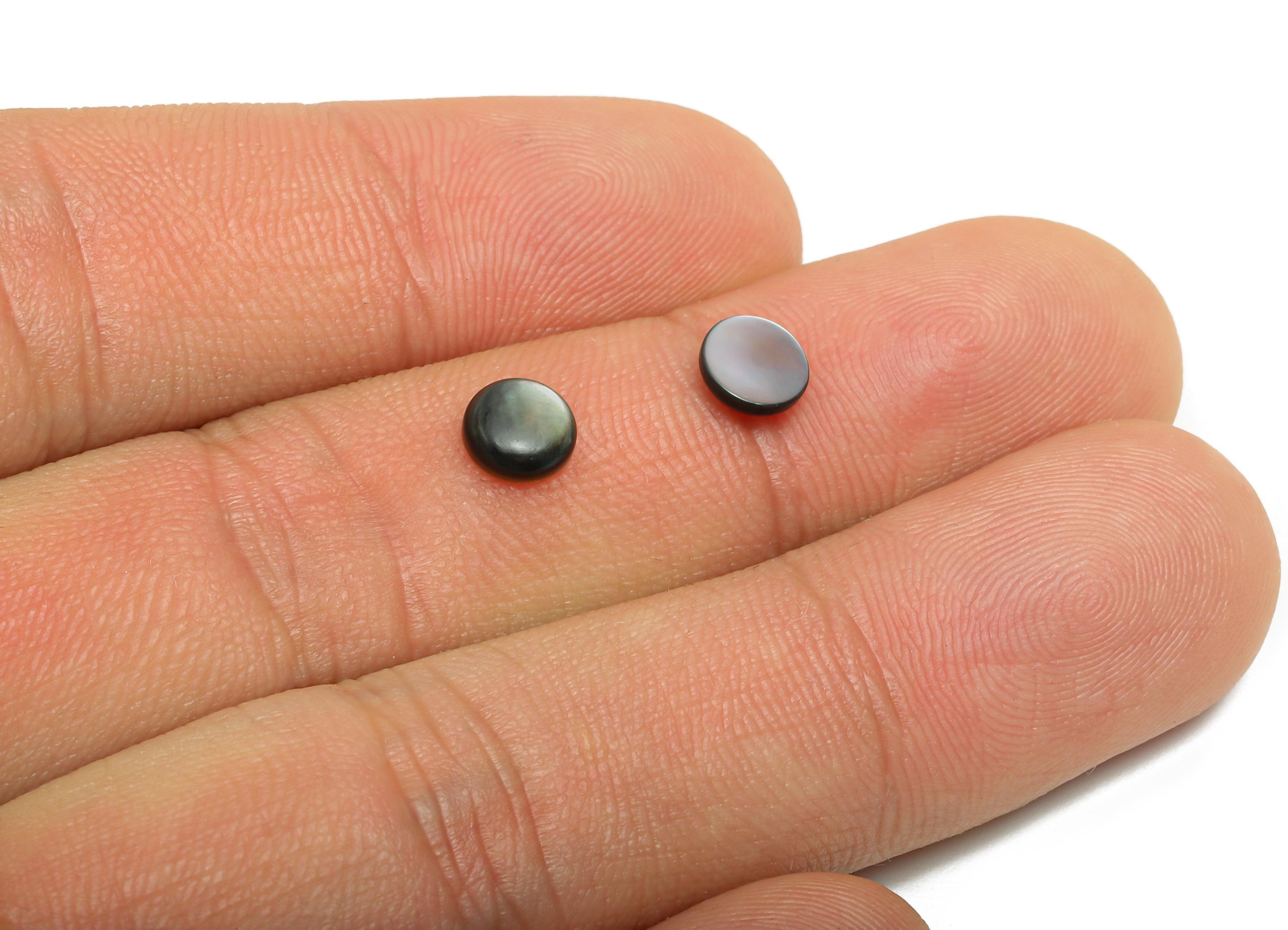 6mm Natural Black Shells Cabochon - Round Cabochon DIY Gemstone Setting - Cabochon for Rings or Pendants - Ring Jewelry Making - NS3042