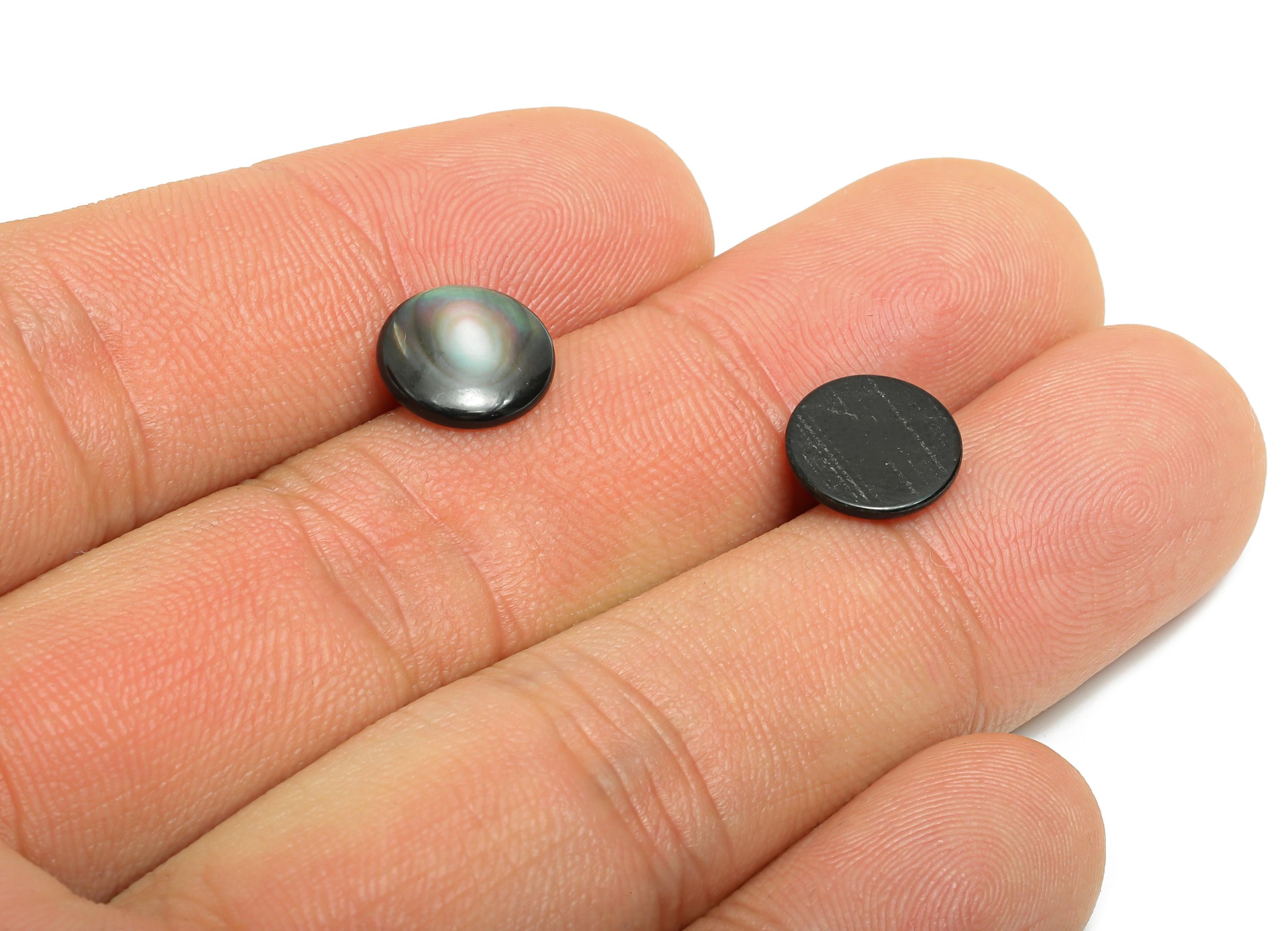 10mm Natural Black Shells Cabochon - Round Cabochon DIY Gemstone Setting - Cabochon for Rings or Pendants - Ring Jewelry Making - NS3046