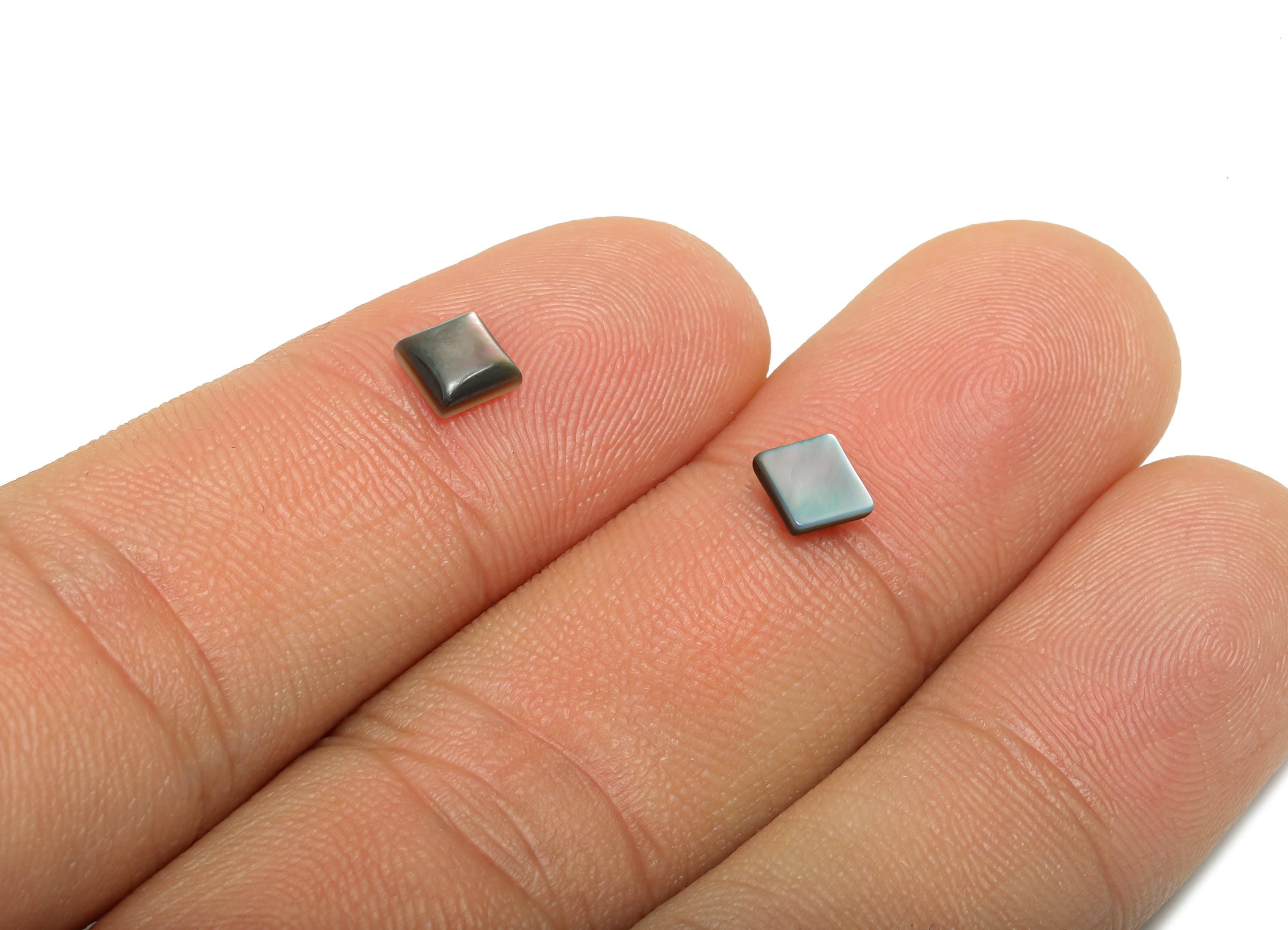 5x5mm Natural Black Shells Cabochon - Square Cabochon DIY Gemstone Setting - Cabochon for Rings or Pendants - Ring Jewelry Making - NS3084