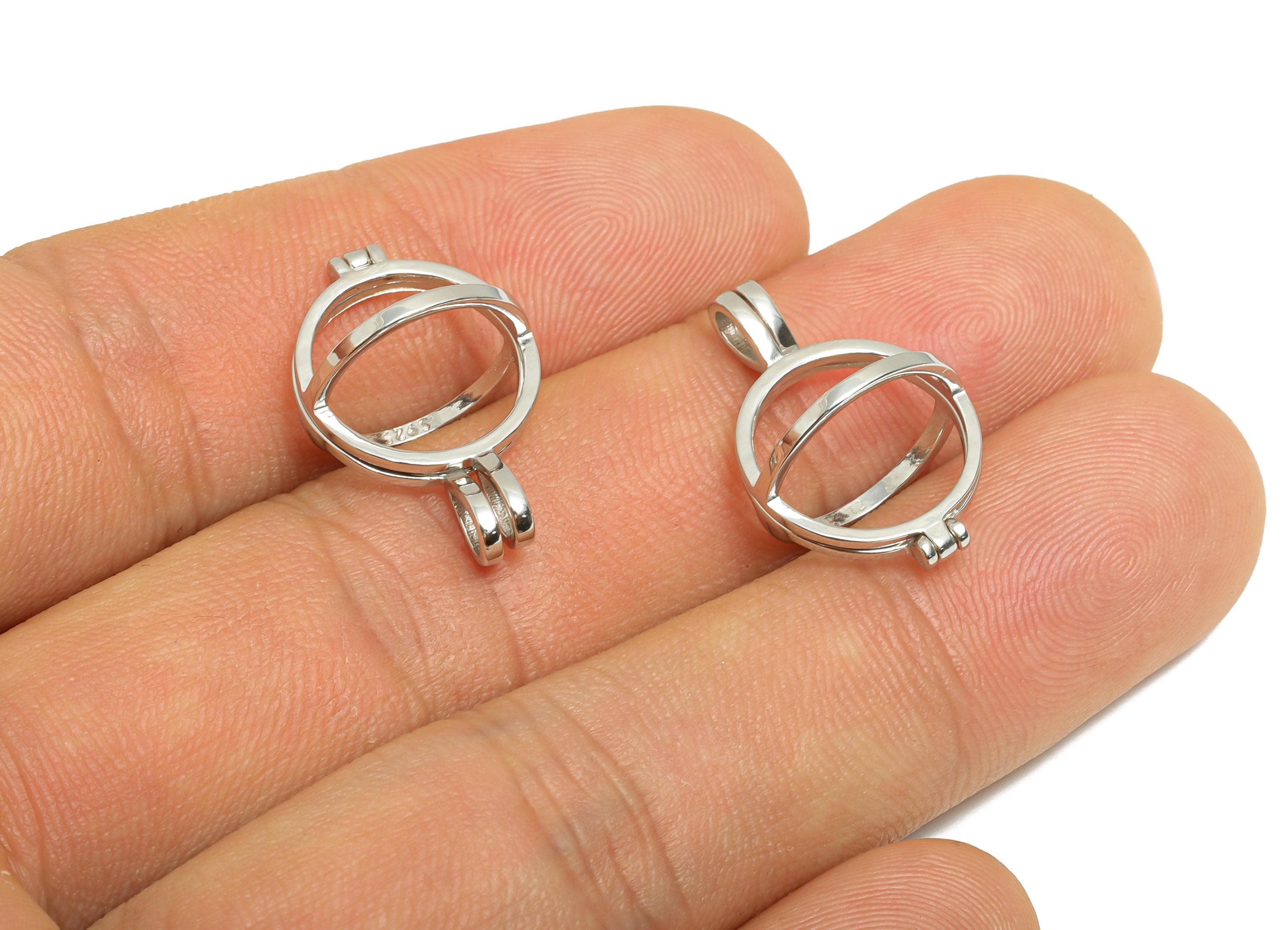 Openable Cage Pendant Setting - Locket Pendant Base - 925 Sterling Silver - Openable Round Pendant Frame - Sphere Cage Jewelry Base - SI1106 - DOMEDBAZAAR