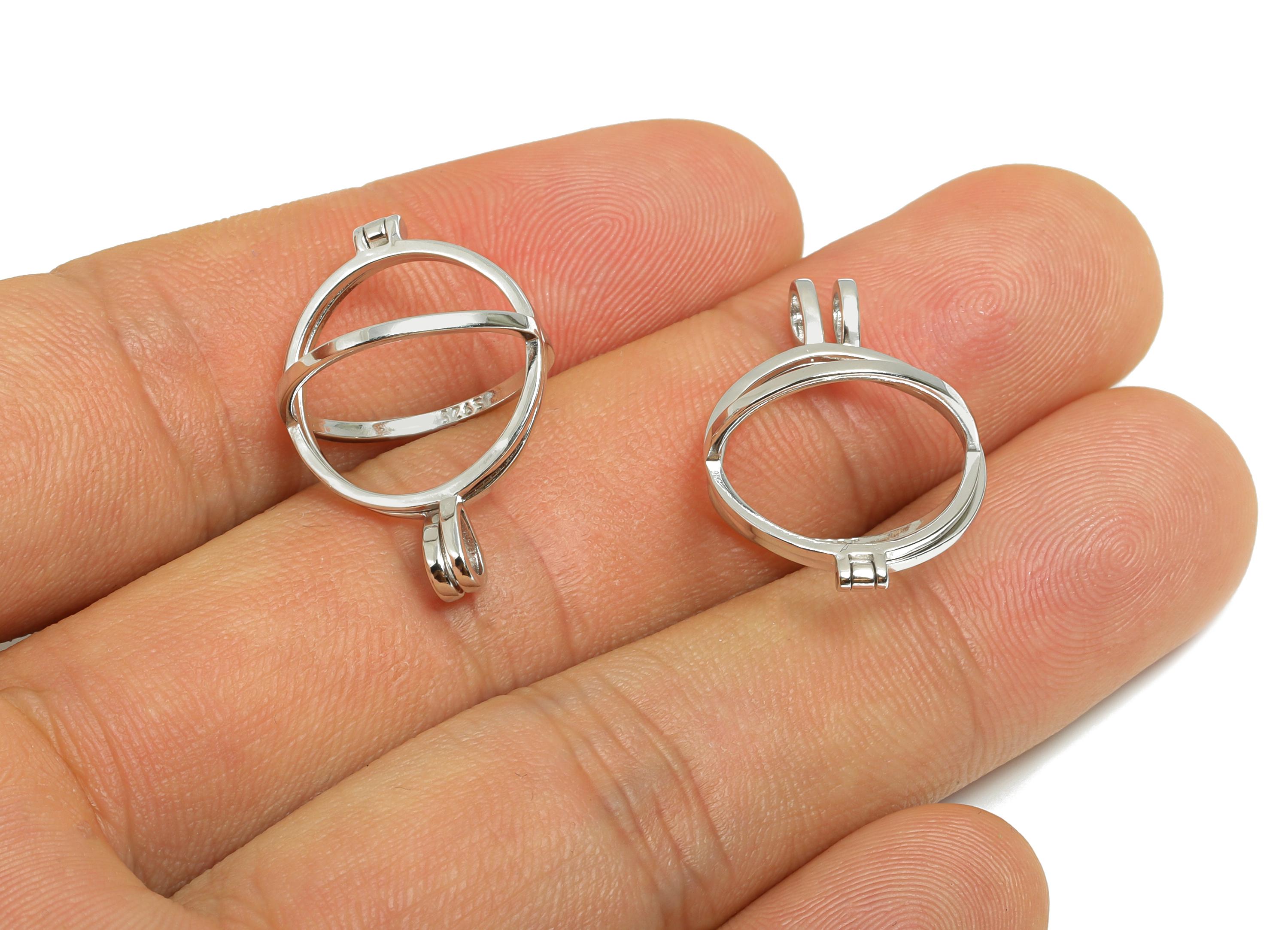 Openable Cage Pendant Setting - Locket Pendant Base - 925 Sterling Silver - Openable Round Pendant Frame - Sphere Cage Jewelry Base - SI1108 - DOMEDBAZAAR