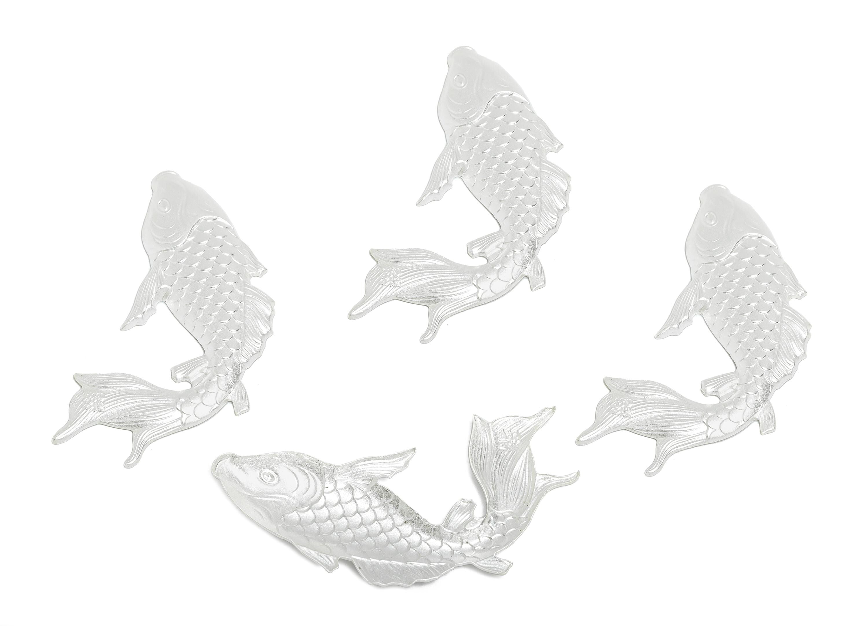 Silver Koi Relief - Artisan Lucky Fish Shape Filigree Jewelry - Pure Silver 999 - Marine Life Relief for Collection - 45x28x2.5mm - SI1113 - DOMEDBAZAAR