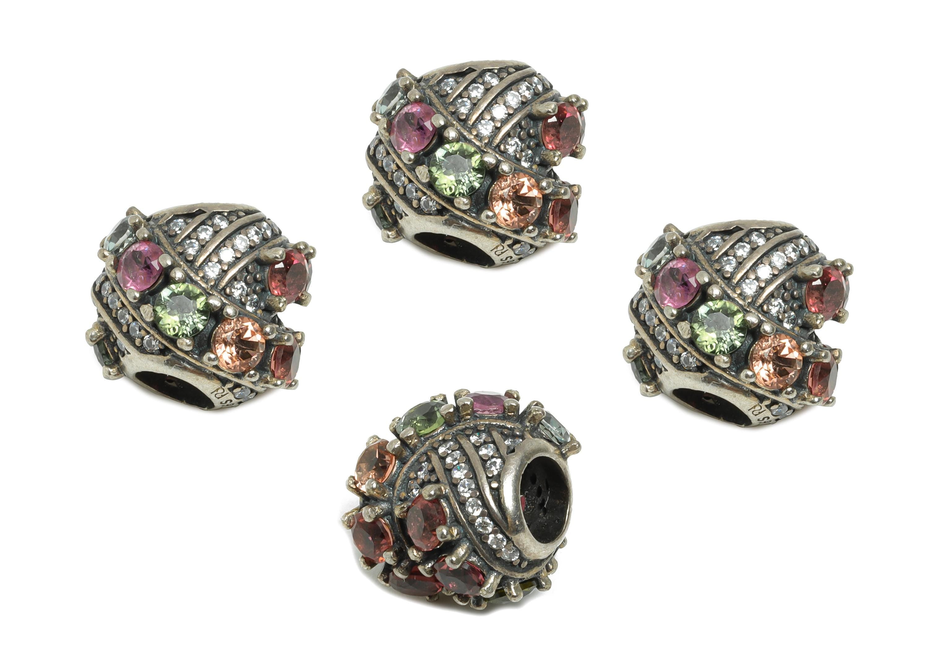 Sterling Silver Tourmaline Bead - Sparking Bracelet Jewelry Finding - Jewelry Making Supplies - 925 Sterling Silver - 12x12x10mm-SI1172 - DOMEDBAZAAR