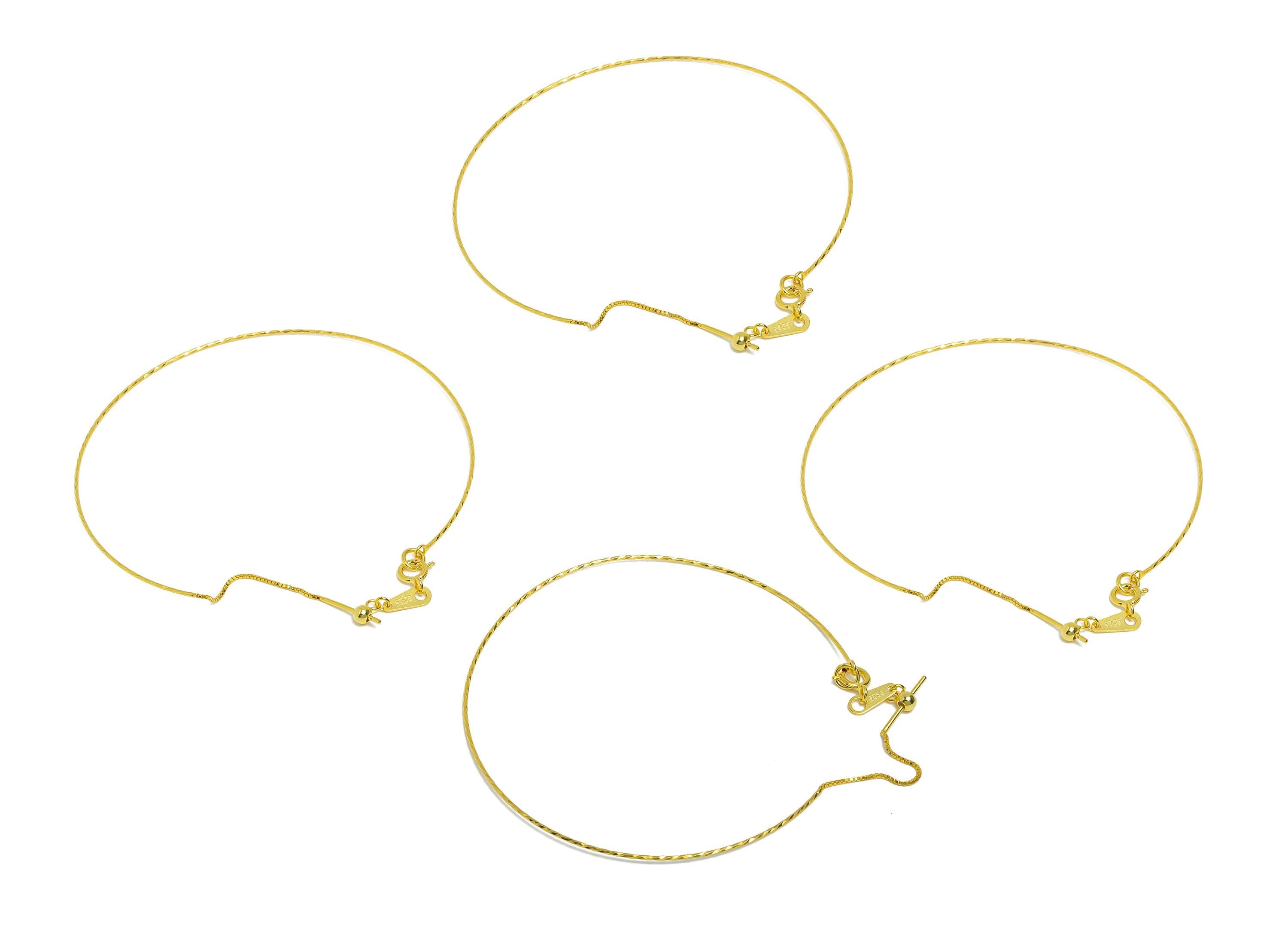 Silver Customizable Bracelet Base - 0.7mm Beading Bracelet - Adjustable Rubber Stopper - 925 Sterling Silver - 24K Real Gold Plated - SI1141 - DOMEDBAZAAR