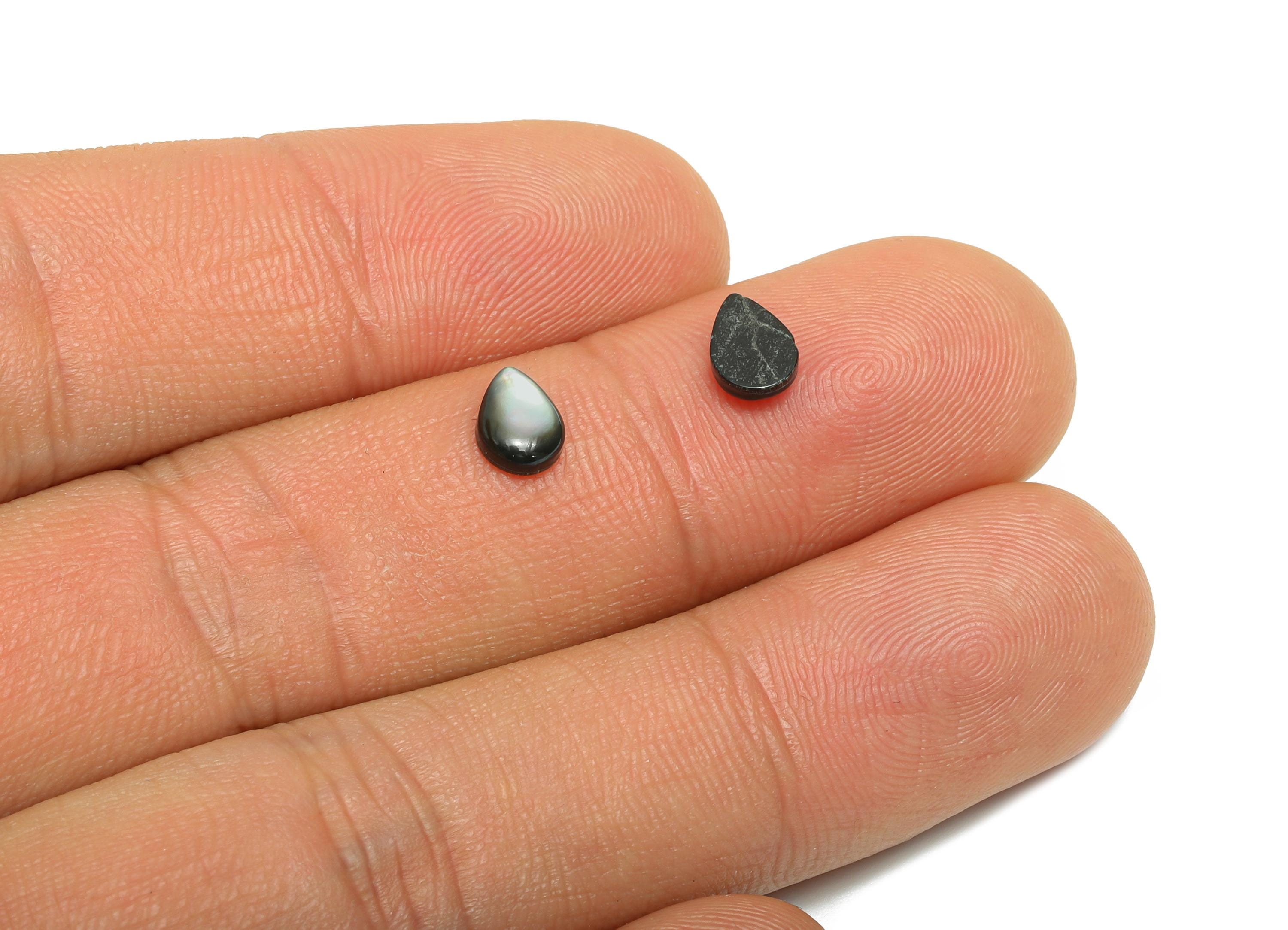 5x7mm Teardrop Natural Black Shells Cabochon - Cabochon DIY Gemstone Setting - Cabochon for Rings or Pendants - DIY Jewelry Craft - NS3050