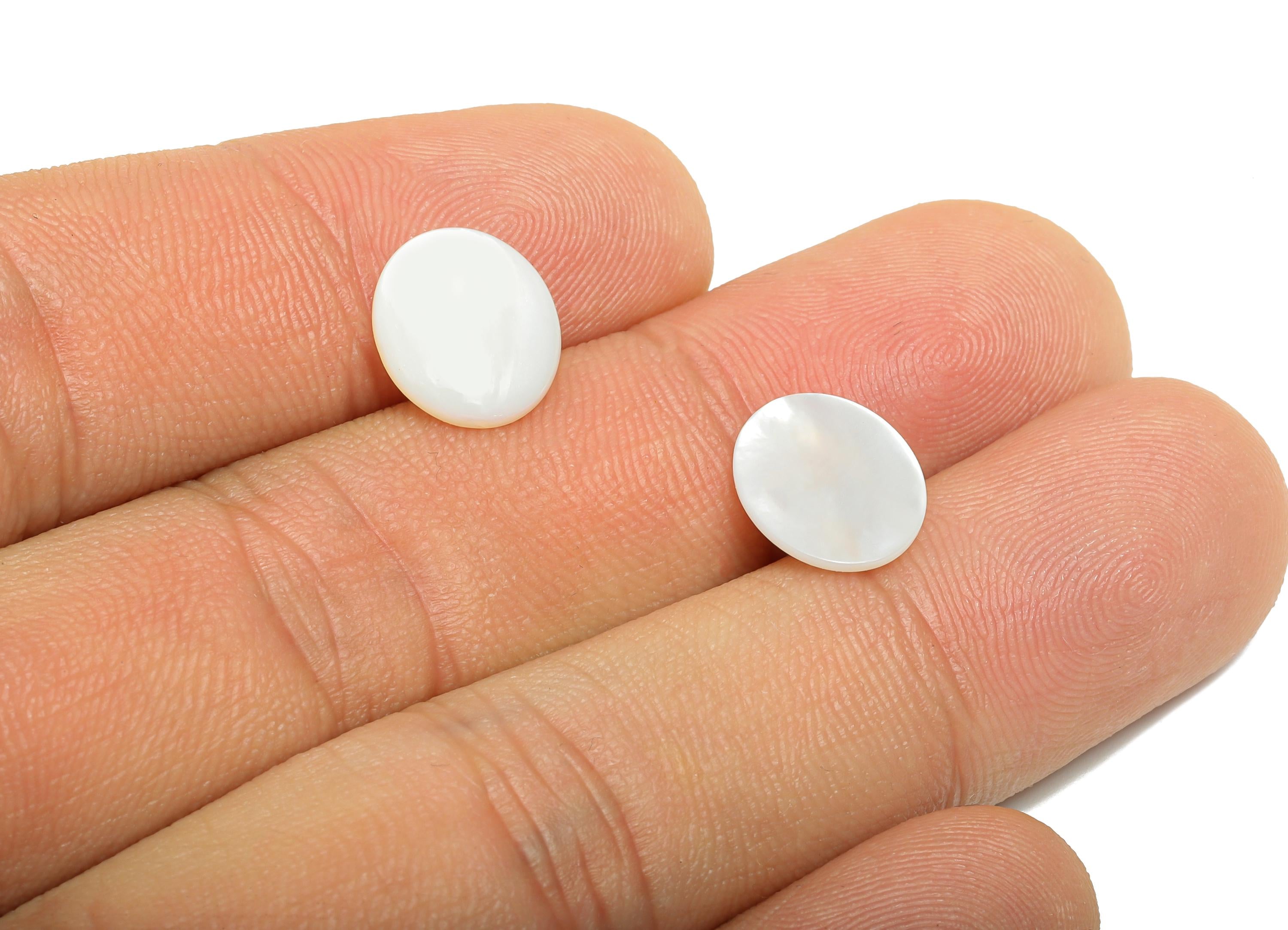 10*12mm Oval Natural White Shell Cabochon - Cabochon DIY Gemstone Setting - Cabochon for Rings or Pendants - Jewelry Shell Cabochon - NS3067