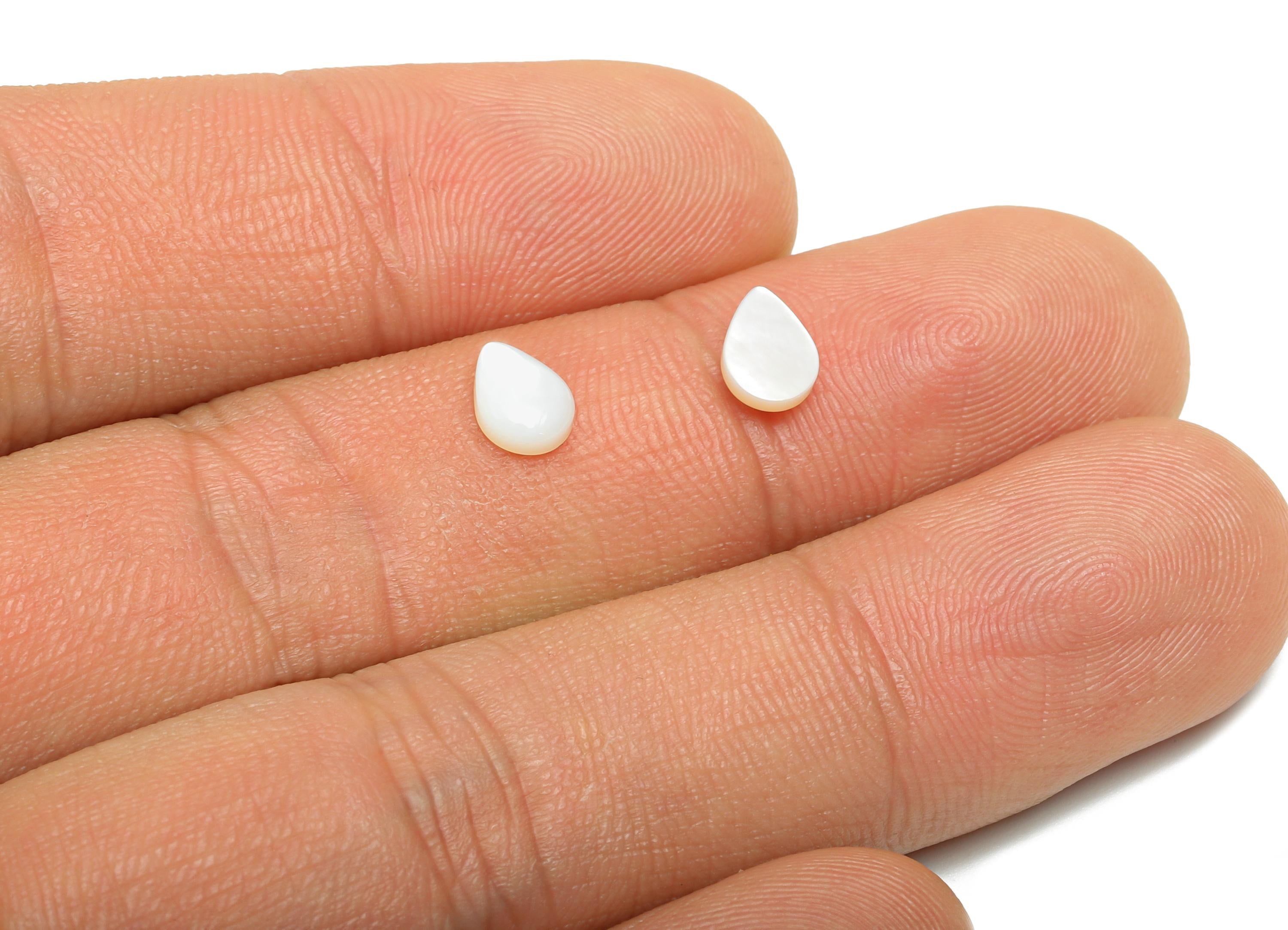 5*7mm Teardrop Natural White Shells Cabochon - Cabochon DIY Gemstone Setting - Cabochon for Rings or Pendants - Jewelry Cabochon - NS3051