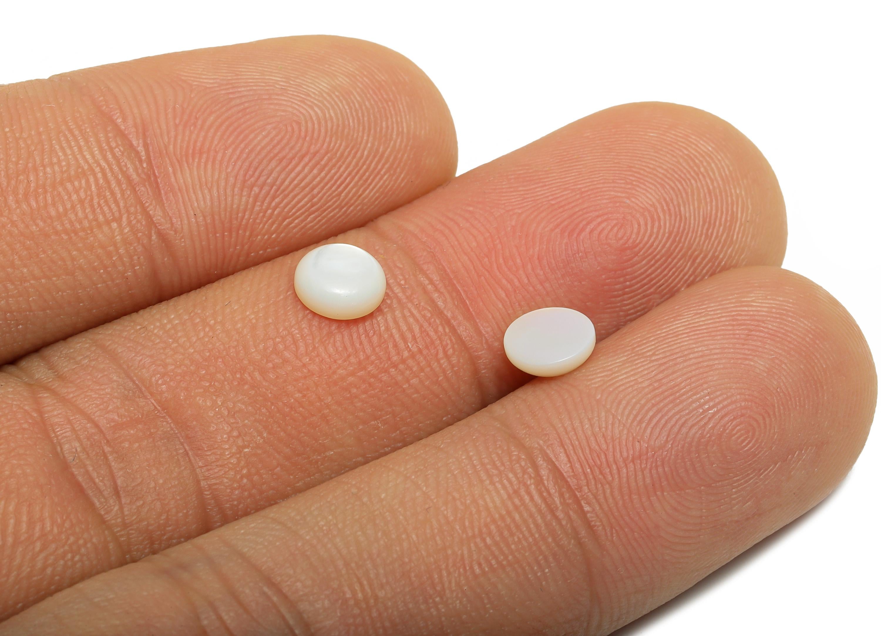 6mm Round Natural White Shells Cabochon - Cabochon DIY Gemstone Setting - Cabochon for Rings or Pendants - Jewelry Cabochon - NS3043