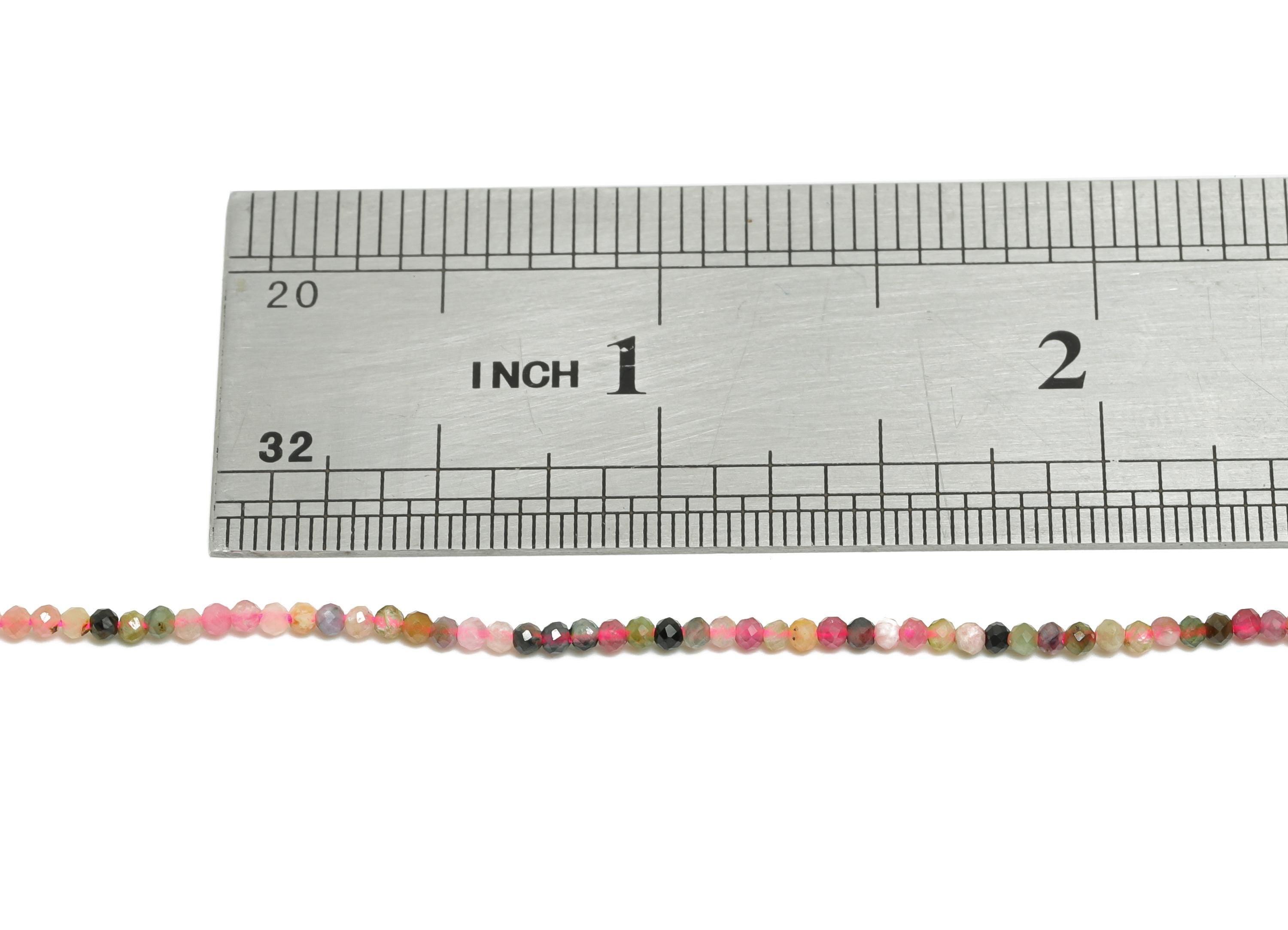 2mm Colored Tourmaline Natural Stone Bead - Faceted Round Bead 15.5 inch /Strand - Crafting Bead - Gemstone Beads for DIY Jewelry - NS2504 - DOMEDBAZAAR