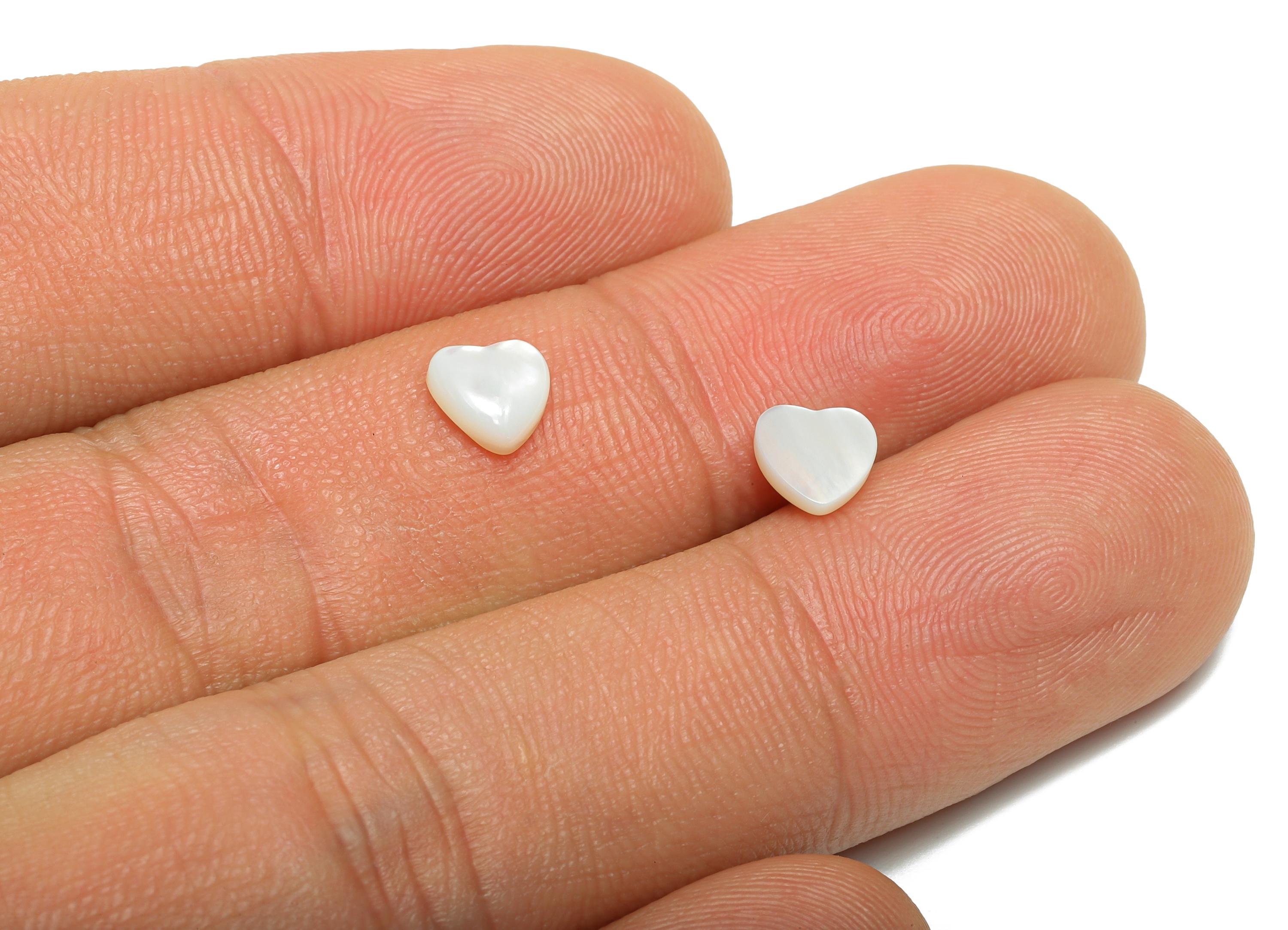 6*6mm Heart Natural White Shells Cabochon - Cabochon DIY Gemstone Setting - Cabochon for Rings or Pendants - Jewelry Cabochon - NS3075