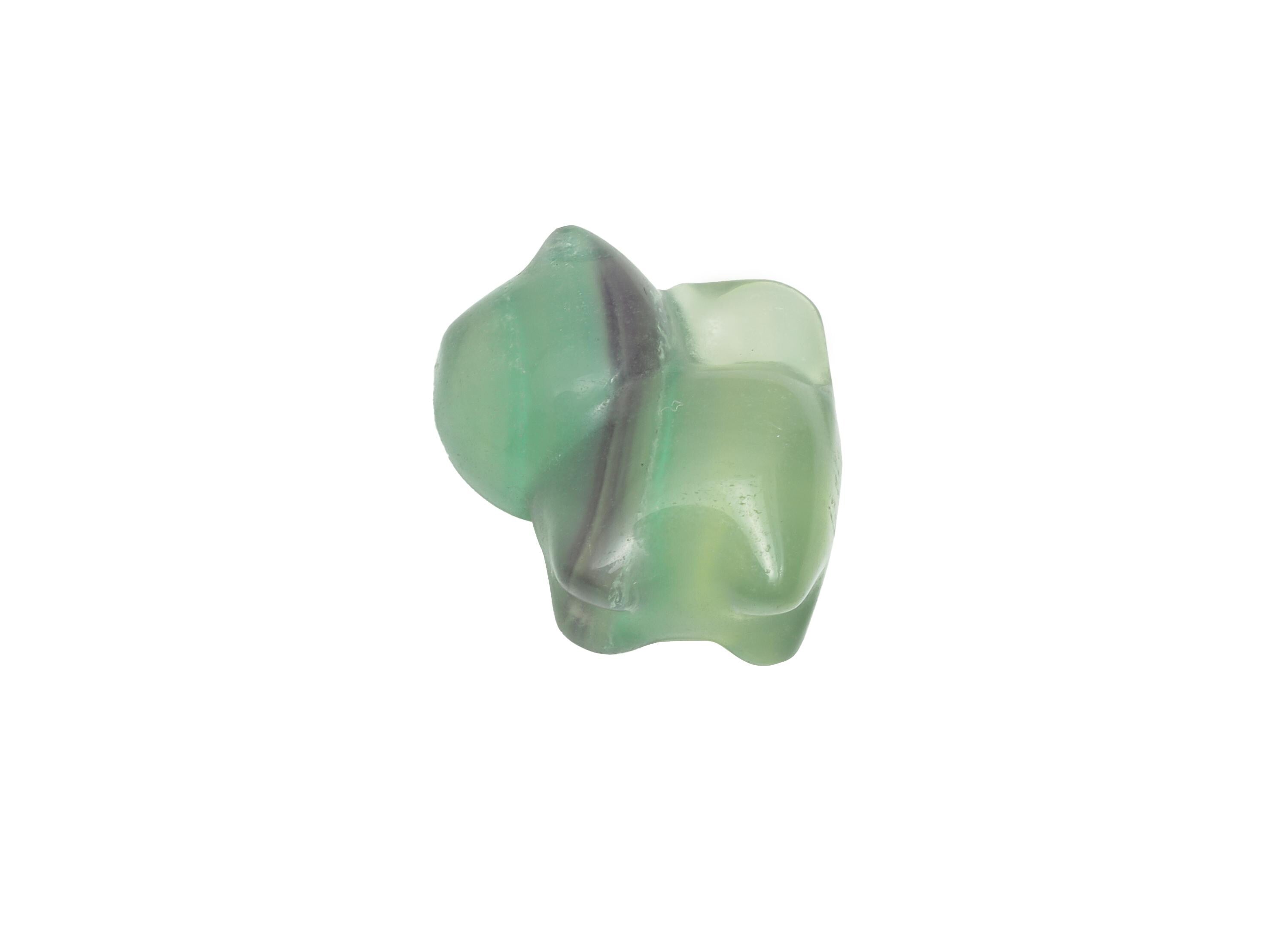 Carved Fluorite Cat Charm - Natural Fluorite Crystal - Handmade Carved Animal Gemstone - Craft Supplies - Healing Crystal - 19x17x9mm-NS3091 - DOMEDBAZAAR