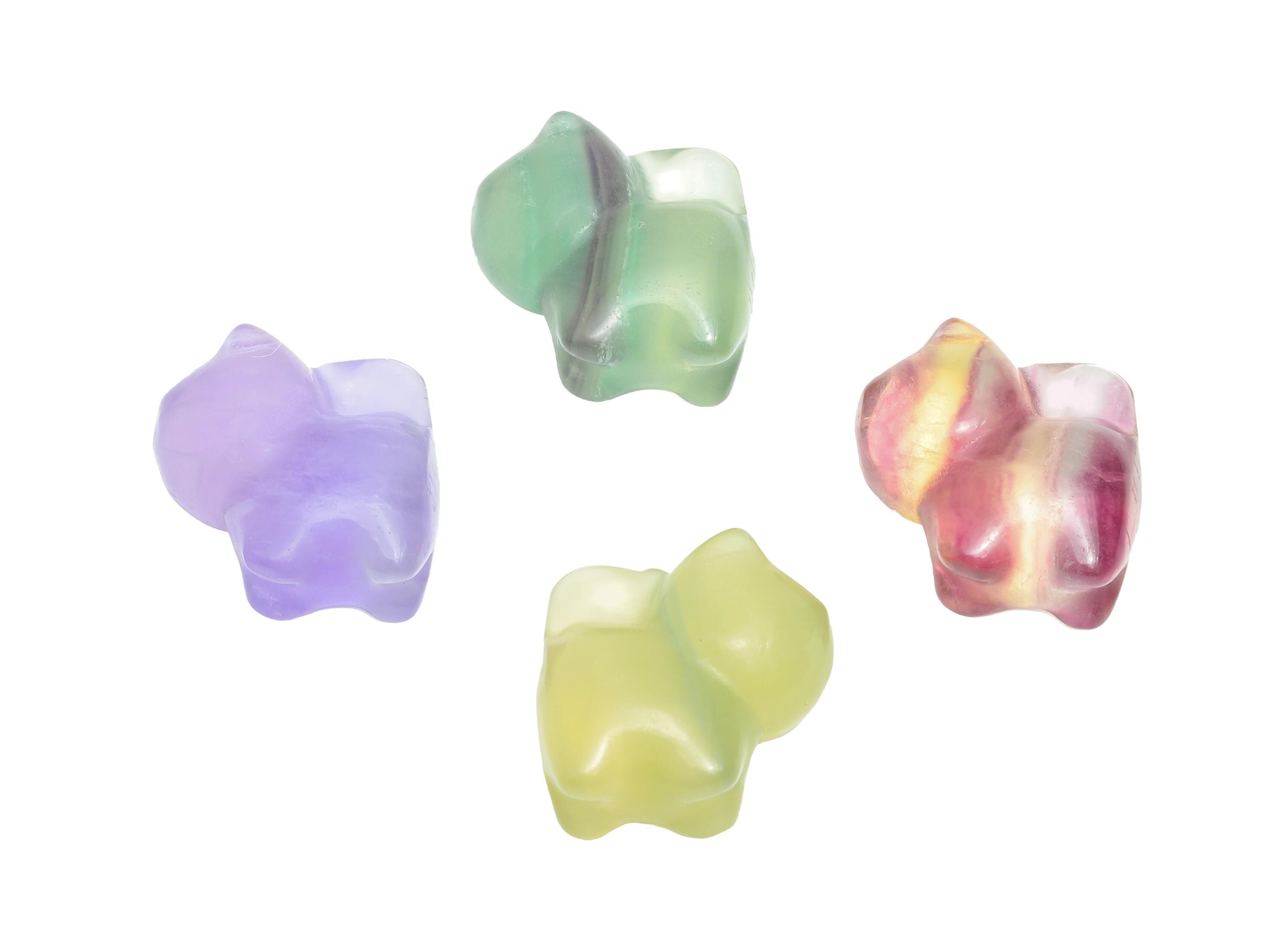 Carved Fluorite Cat Charm - Natural Fluorite Crystal - Handmade Carved Animal Gemstone - Craft Supplies - Healing Crystal - 19x17x9mm-NS3091 - DOMEDBAZAAR