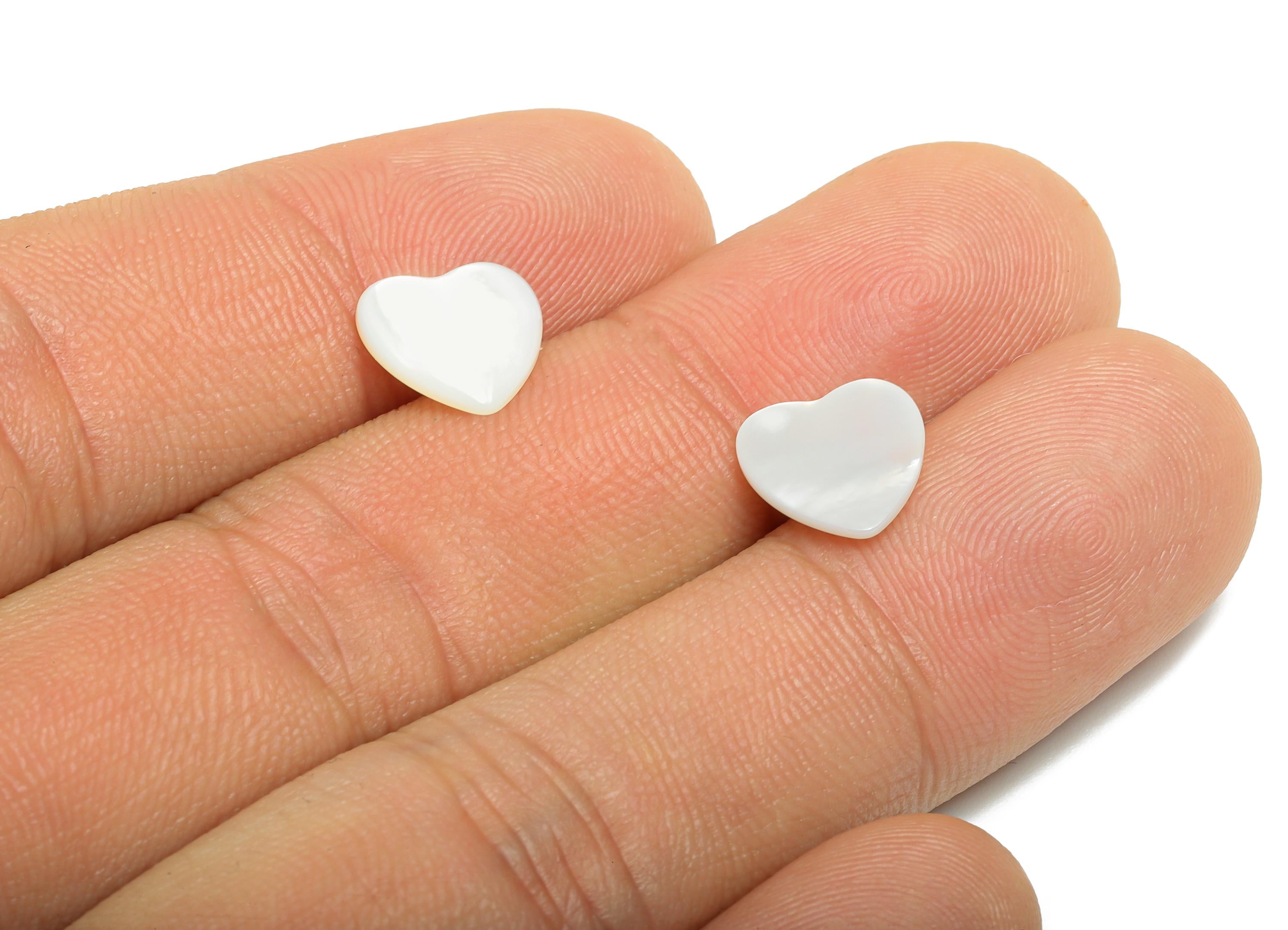 10*10mm Heart Natural White Shells Cabochon - Cabochon DIY Gemstone Setting - Cabochon for Rings or Pendants - Jewelry Cabochon - NS3079
