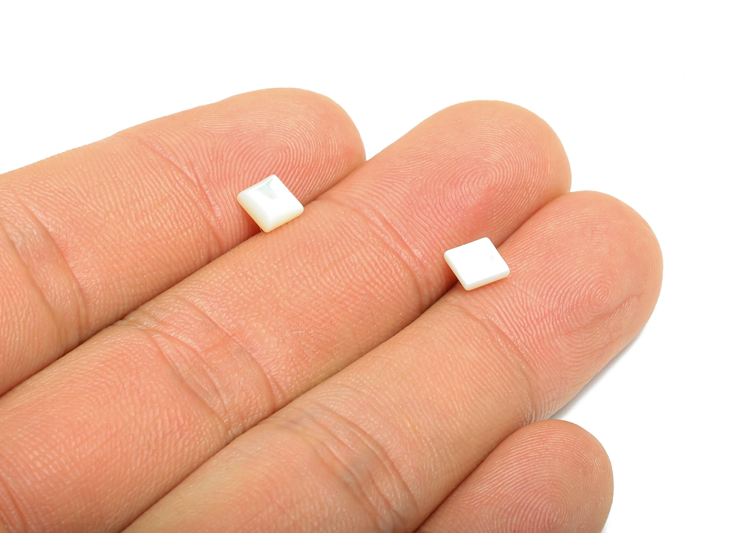 5*5mm Square Natural White Shells Cabochon - Cabochon DIY Gemstone Setting - Cabochon for Rings or Pendants - Jewelry Cabochon - NS3085