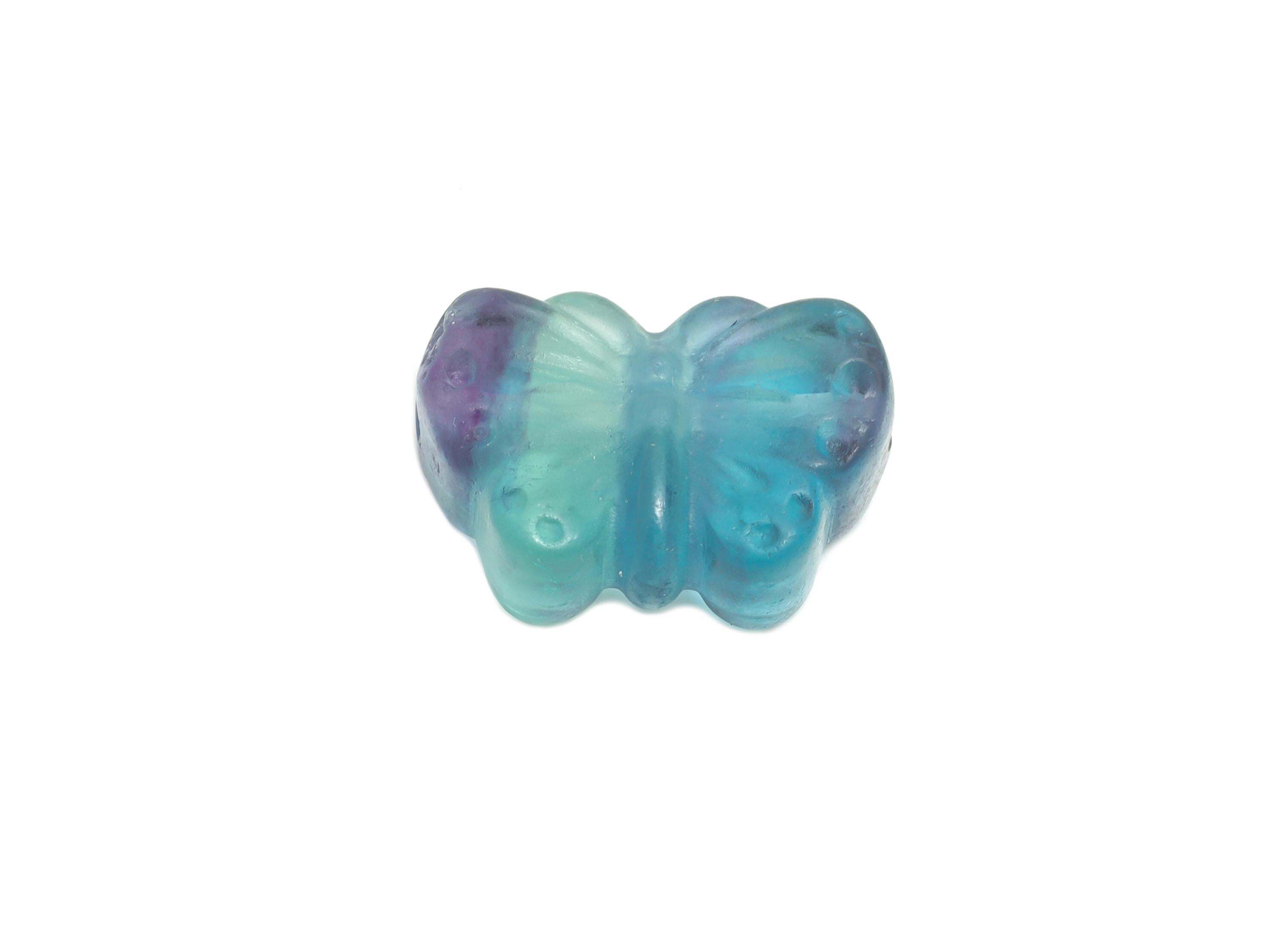Carved Fluorite Butterfly Bead - Natural Fluorite Crystal - Handmade Carved Insect Gemstone - Healing Bead Making - 18.4x12.9x6.8mm - NS3098 - DOMEDBAZAAR