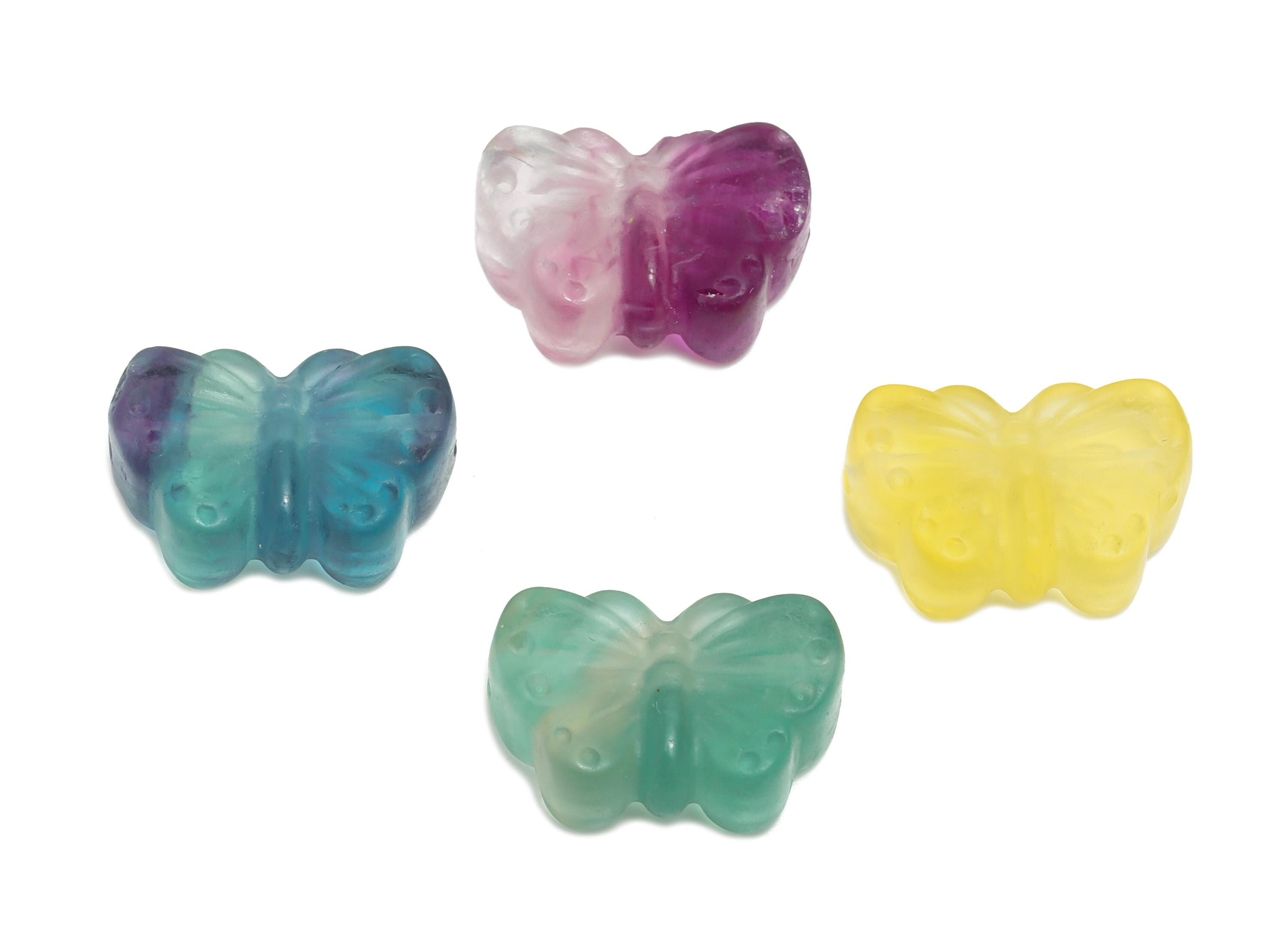 Carved Fluorite Butterfly Bead - Natural Fluorite Crystal - Handmade Carved Insect Gemstone - Healing Bead Making - 18.4x12.9x6.8mm - NS3098 - DOMEDBAZAAR