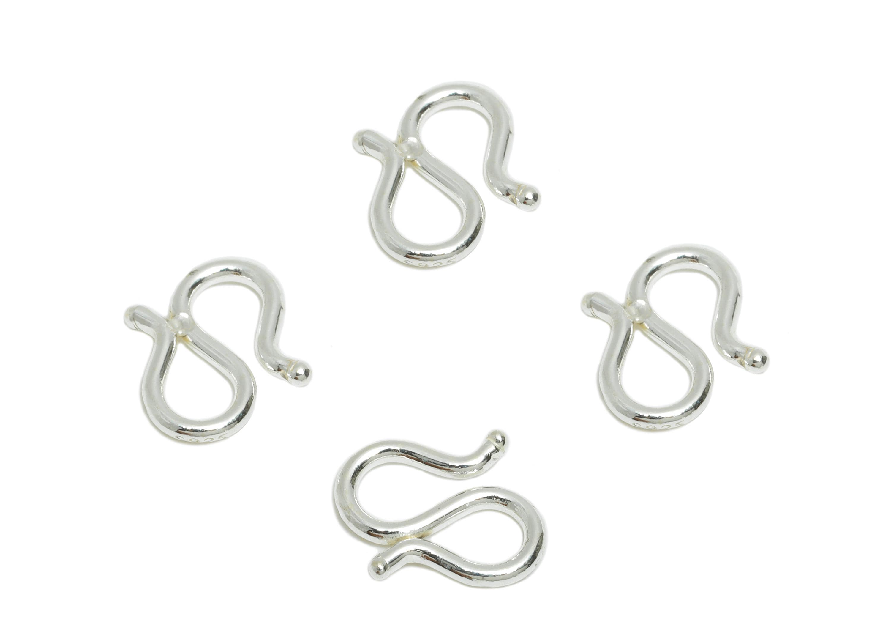 Sterling Silver S Hook Clasp - Bracelet Necklace Hook Clasp - 925 Sterling Silver - Handmade Jewelry Supplies -Jewelry Hook Connector-SI1158 - DOMEDBAZAAR