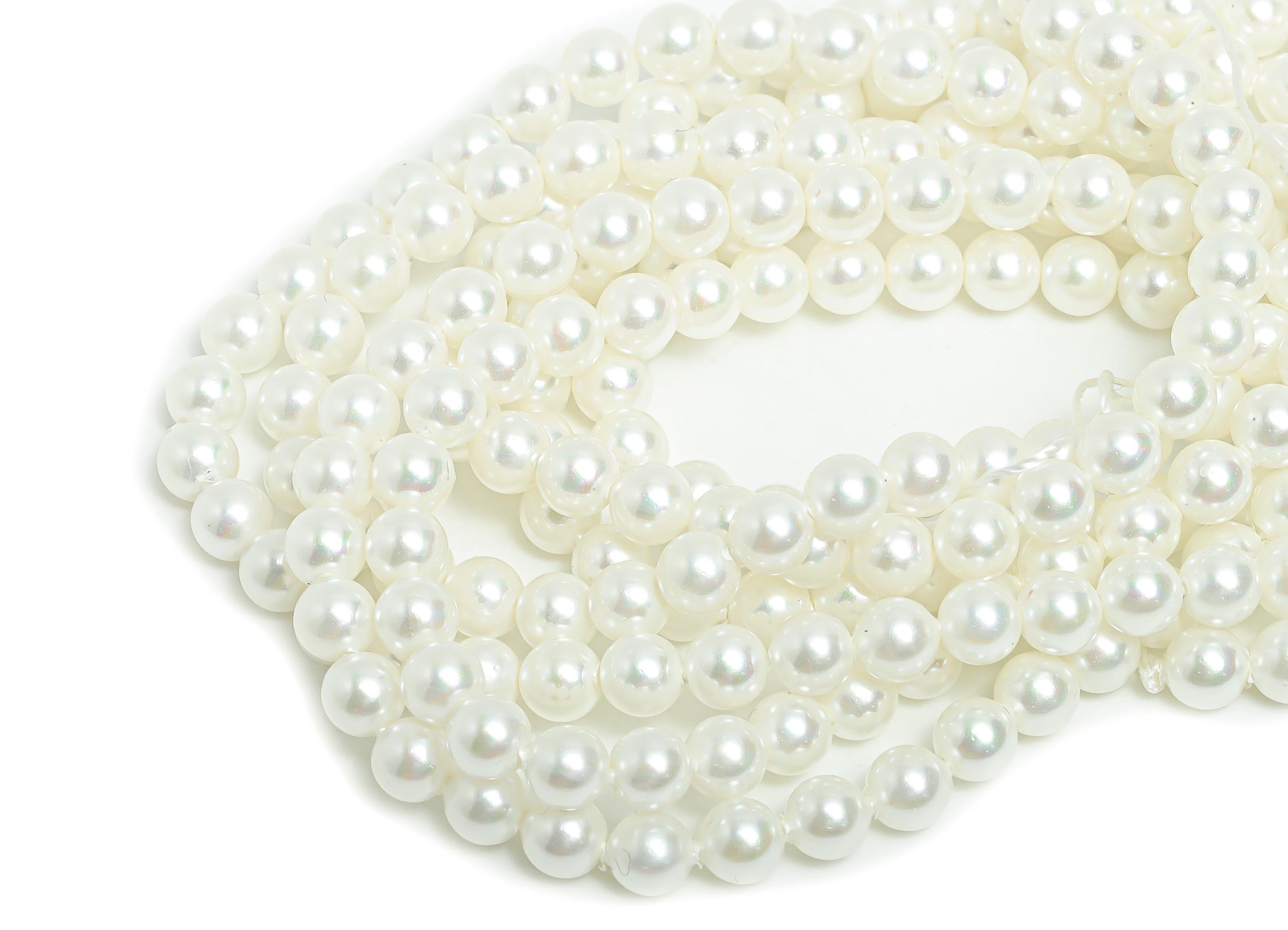 4mm White Glass Pearl Beads - Imitation Pearl 16inch/Strand/98Pcs - Faux Pearl Jewelry - DIY Necklace Bead - Elegant Craft Bead - GS1357 - DOMEDBAZAAR