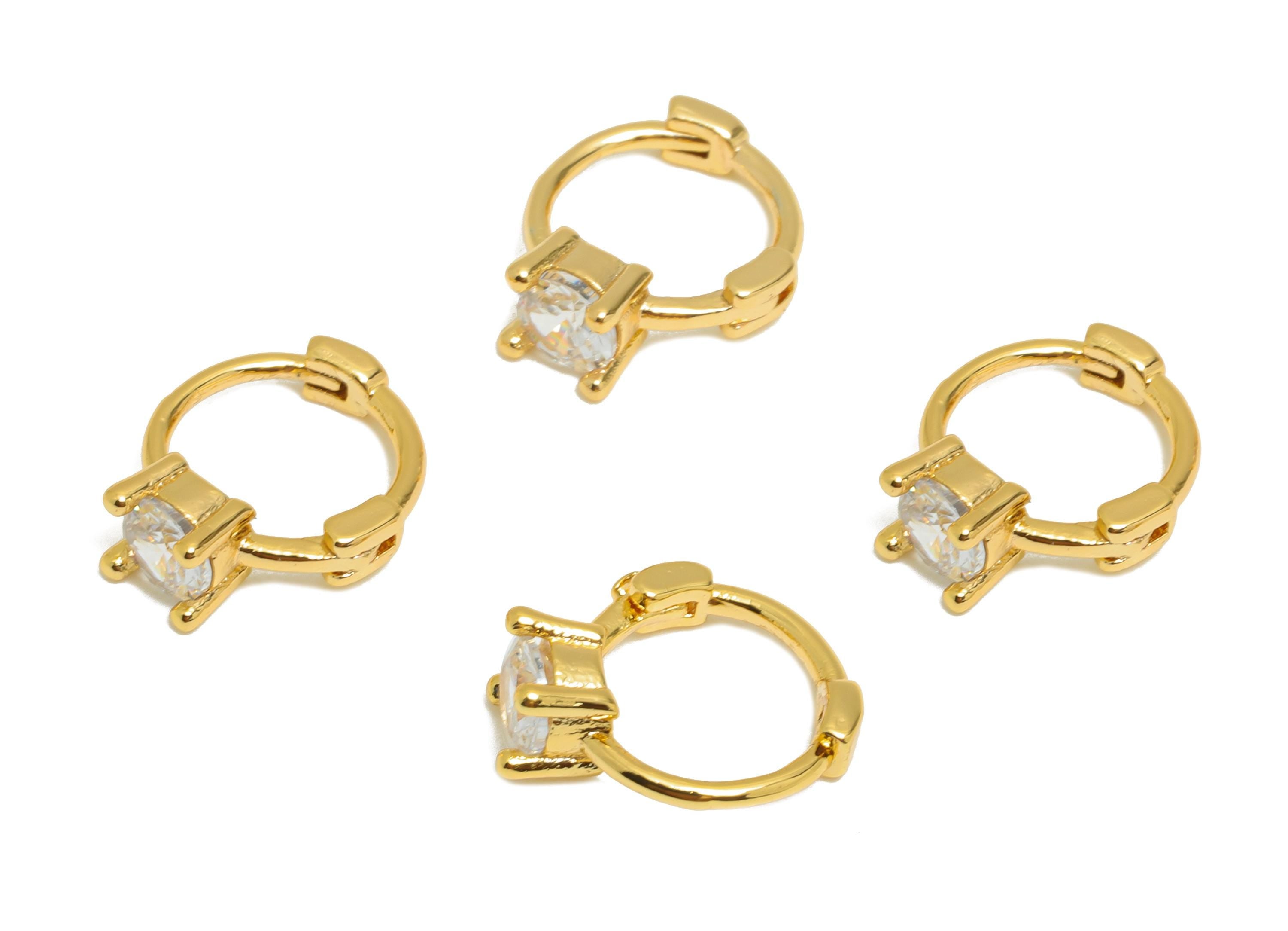 Brass CZ Huggie Hoop Earring - Ring Zircon Hoop Earring - Sparking Hoop Earring - For Woman - 18K Real Gold Plated - 12x10x4.15mm - RGP10894 - DOMEDBAZAAR