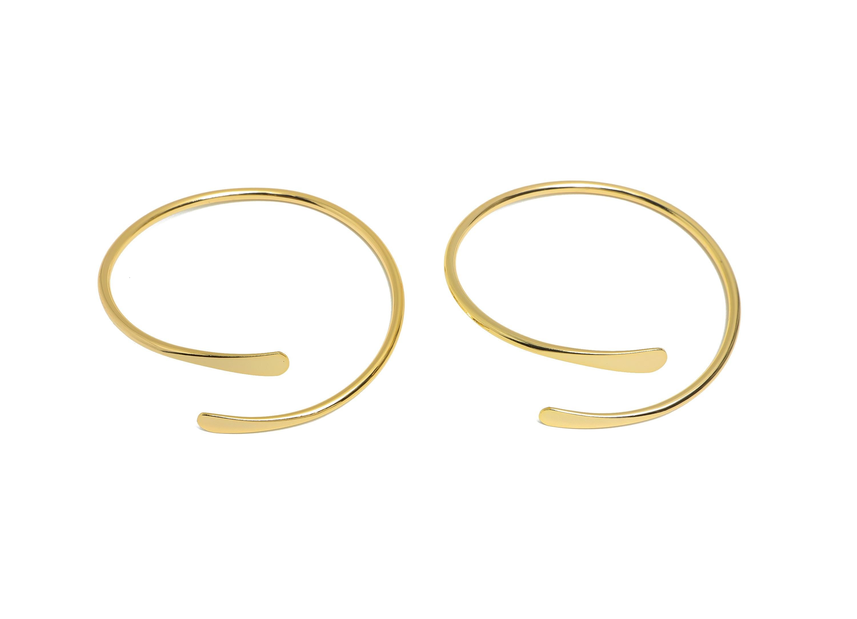 Brass Hammered Bangle Bracelet - Spiral Gold Bracelet - Minimalist Adjustable Gold Wire Bracelet - Lightweight Bracelet - 64x12x3mm-RGP11023 - DOMEDBAZAAR