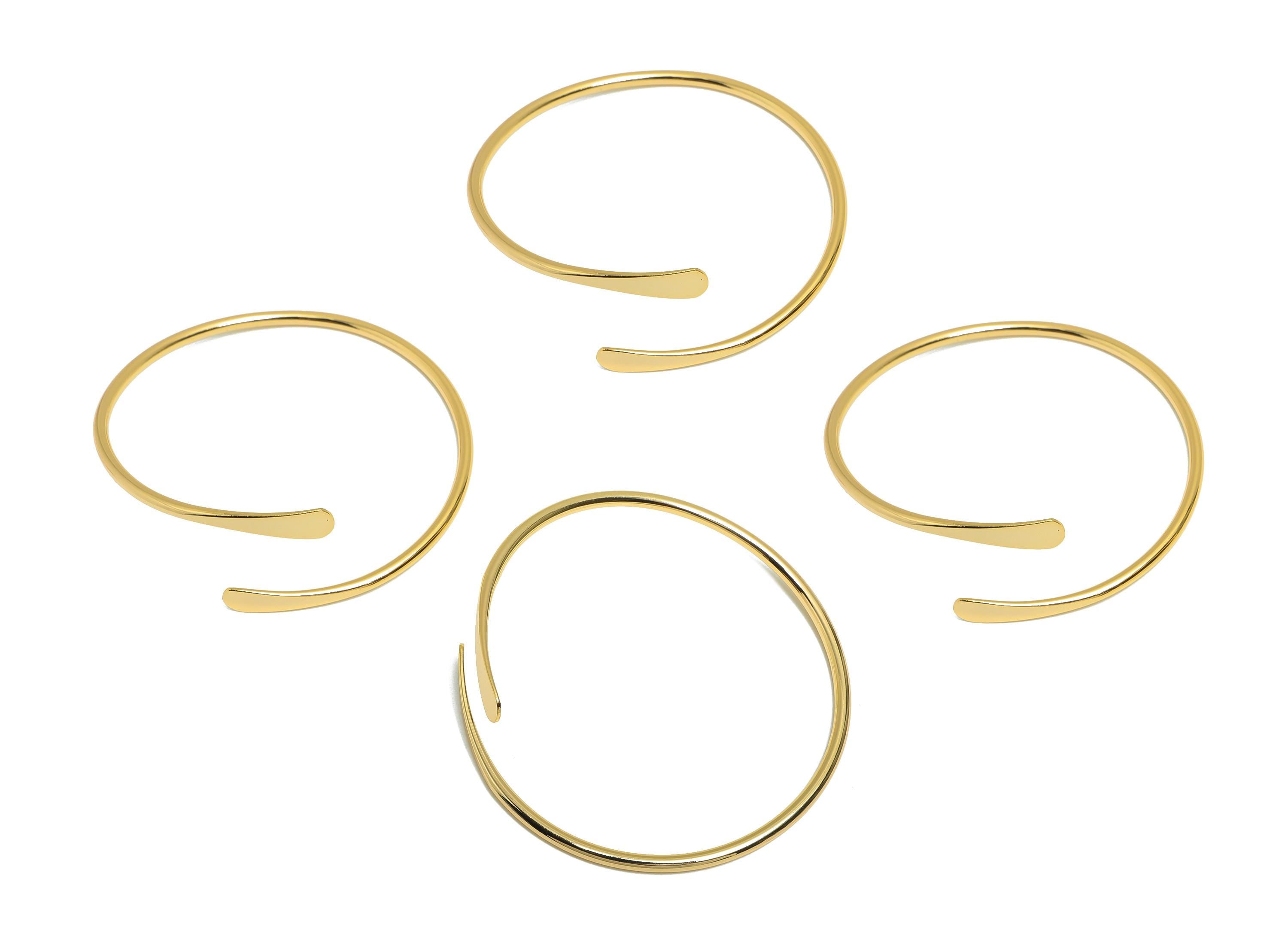 Brass Hammered Bangle Bracelet - Spiral Gold Bracelet - Minimalist Adjustable Gold Wire Bracelet - Lightweight Bracelet - 64x12x3mm-RGP11023 - DOMEDBAZAAR