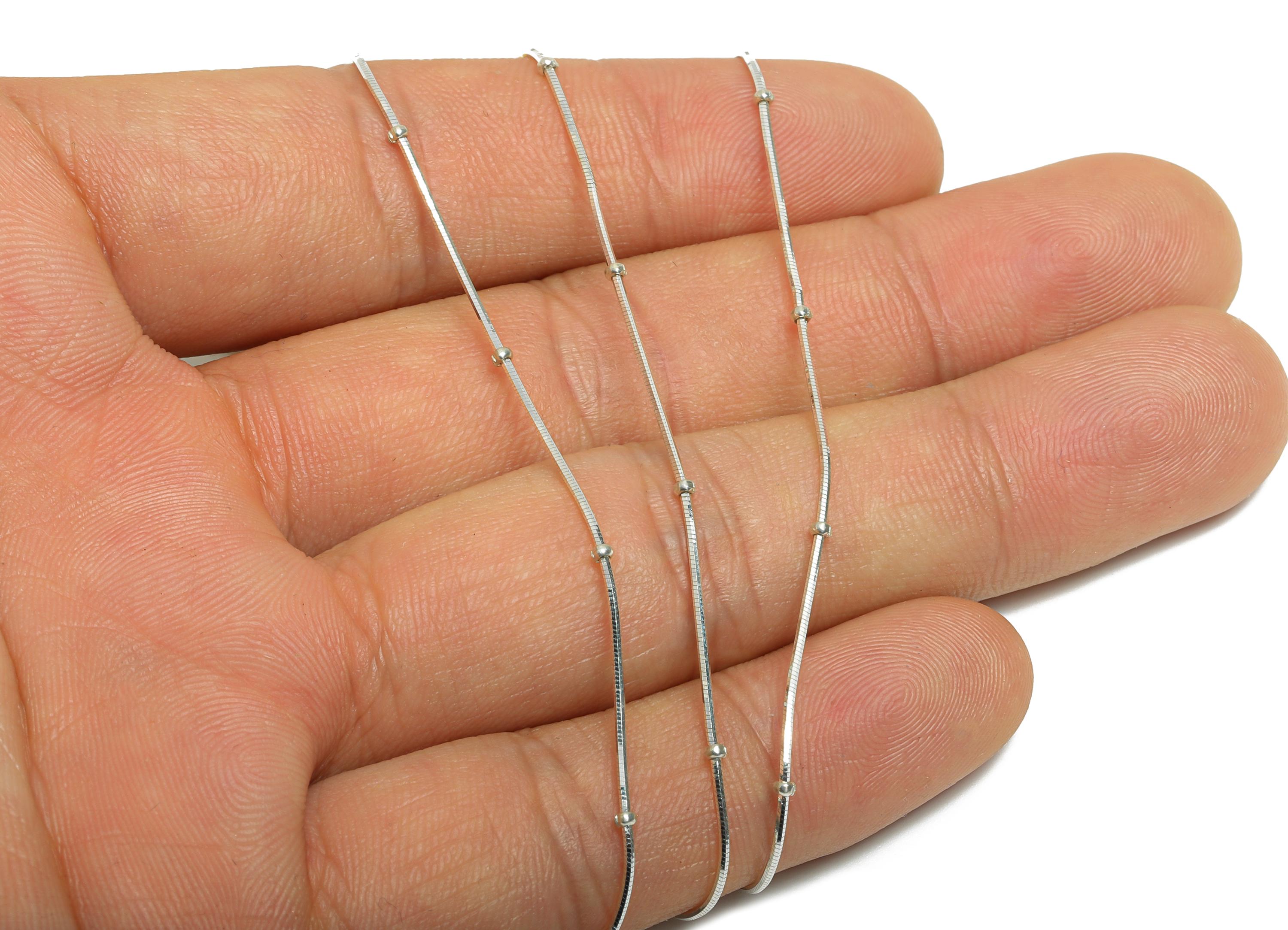 Beaded Snake Chain - Ball Satellite Snake Chain - Elegant Ball Snake Chain - 925 Sterling Silver Chain - Chain DIY Jewelry Making - RGP10779 - DOMEDBAZAAR