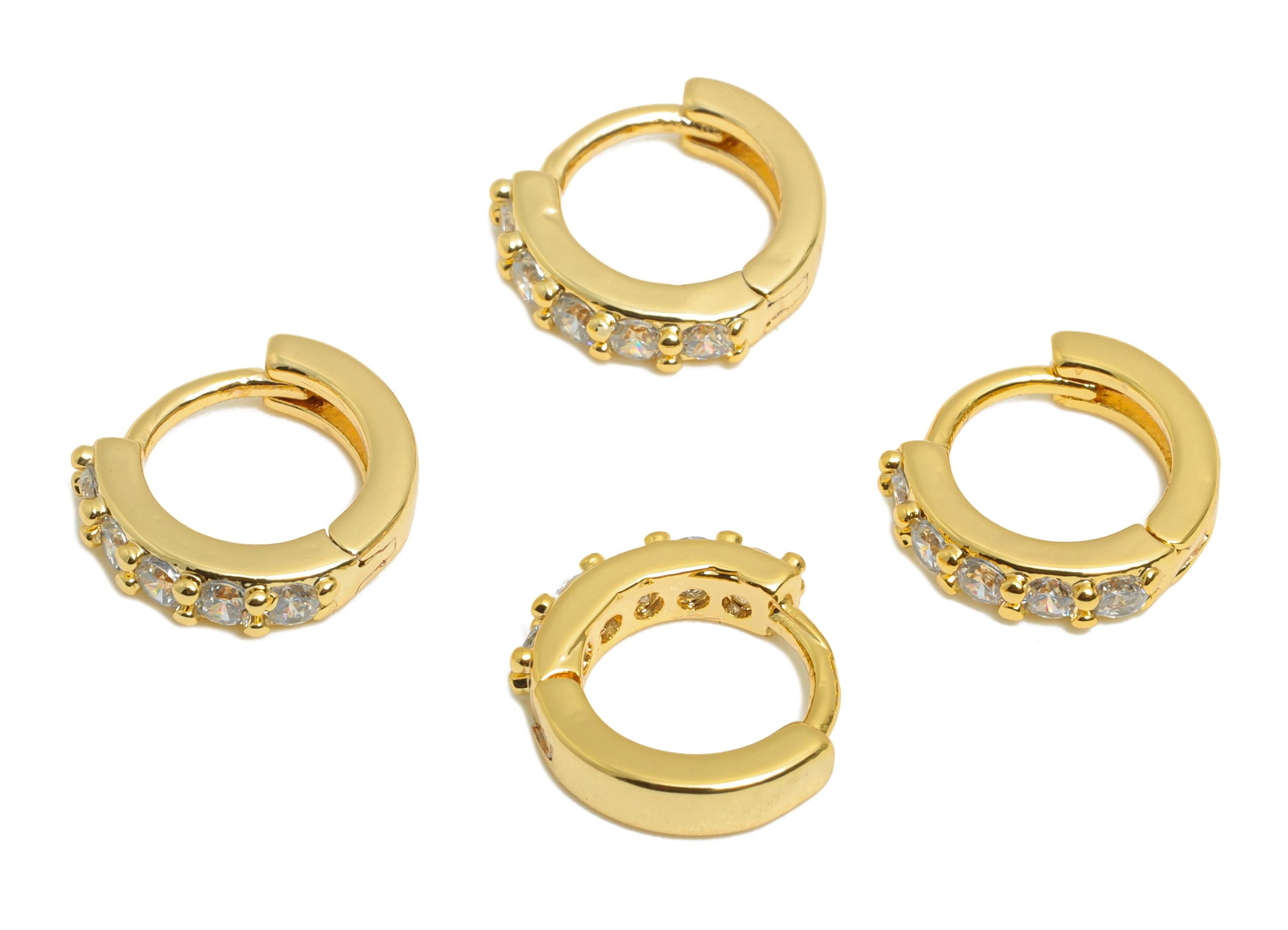 Brass CZ Round Huggie Hoop Earring - Minimalist Circle Zircon Earring - Delicate Huggie Hoop Clasp - 18K Gold Plated - 9x8.7x2mm - RGP10875 - DOMEDBAZAAR