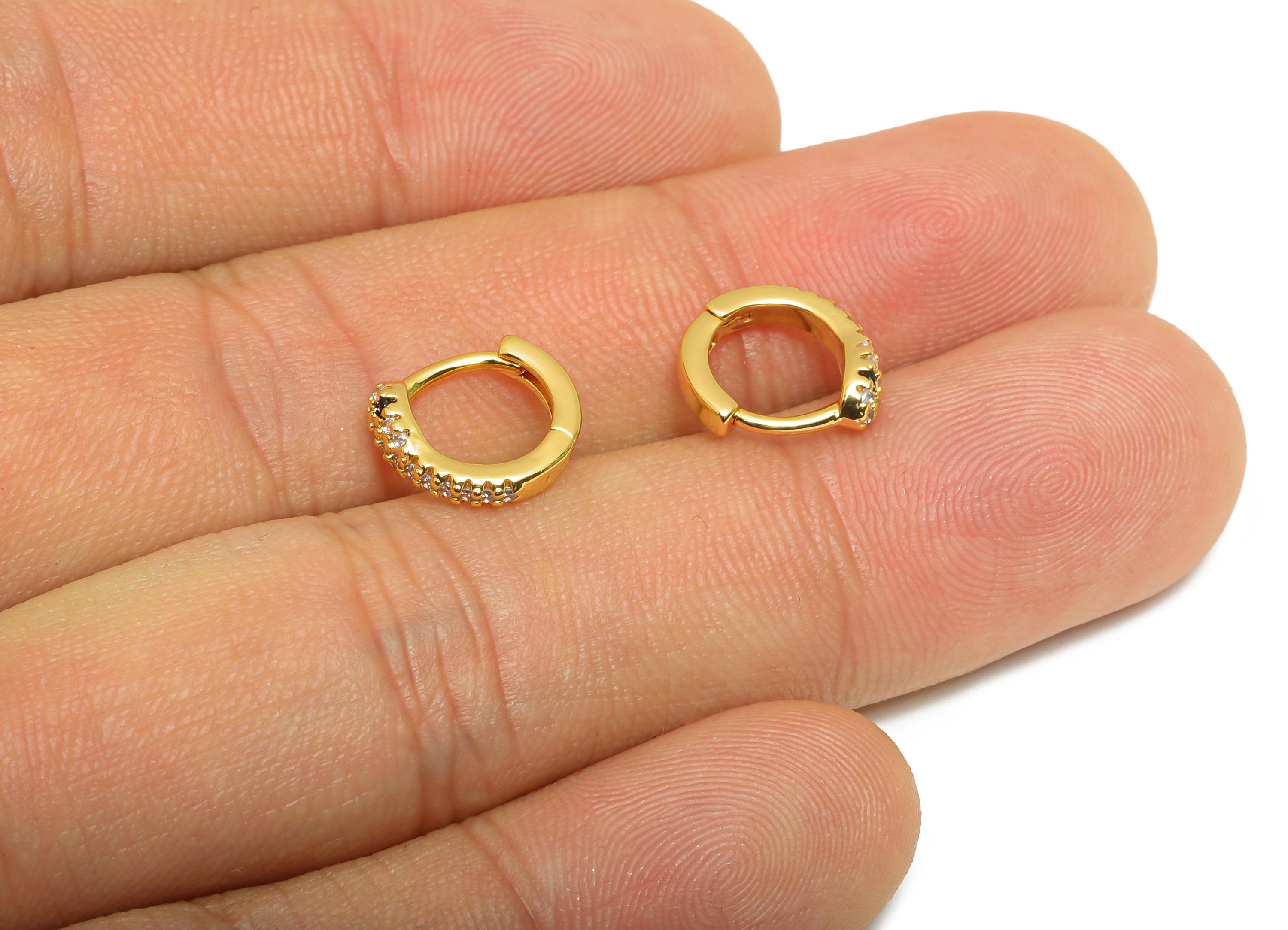 Brass CZ Huggie Hoop Earring - Brass Snake Zircon Earring - Statement Huggie Hoop Clasp - 18K Real Gold Plated - 10.82x10x3.37mm - RGP10891 - DOMEDBAZAAR